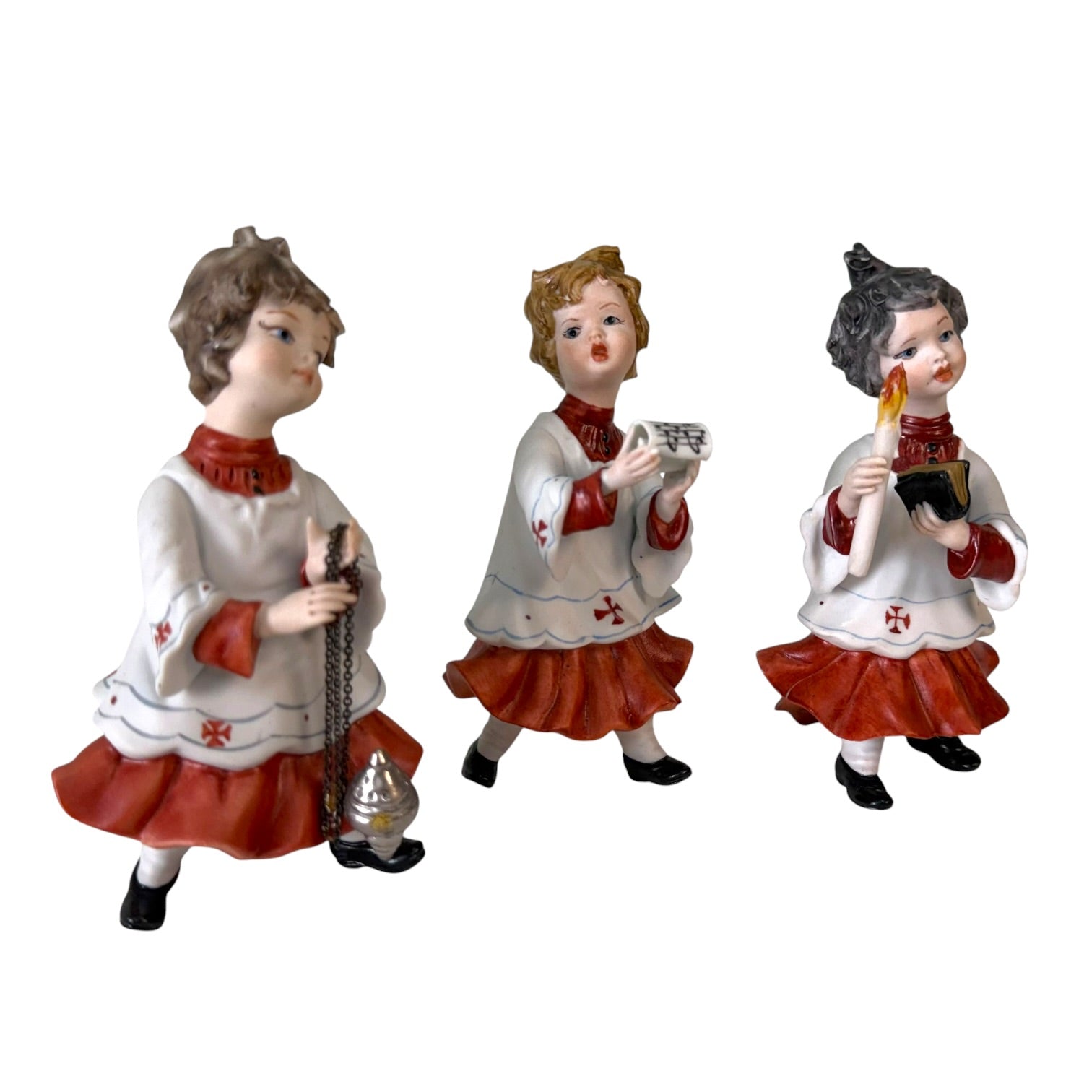Vintage italienisches Capodimonte Porzellan Ministranten-Set
