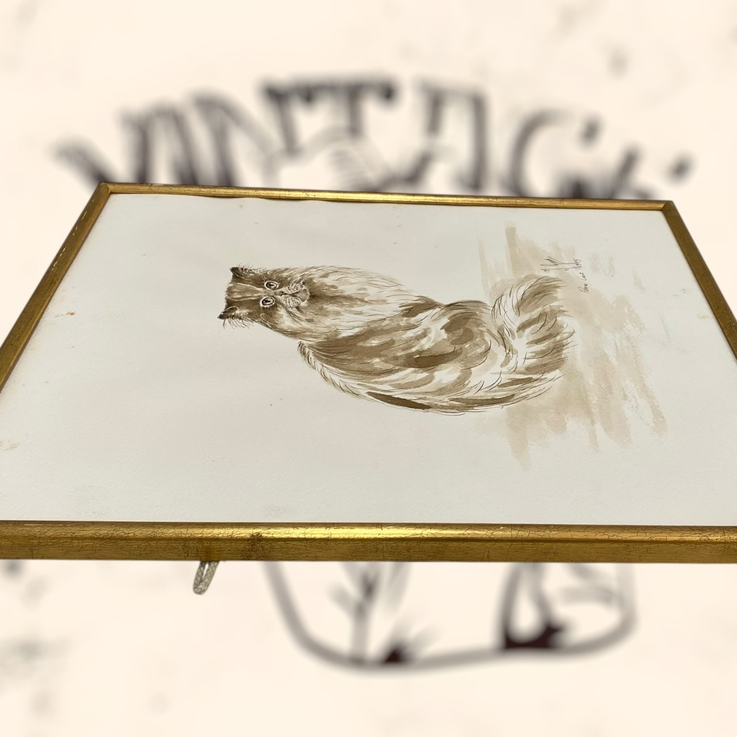 Acuarela de Joan Grau i Mas firmada y dedicada