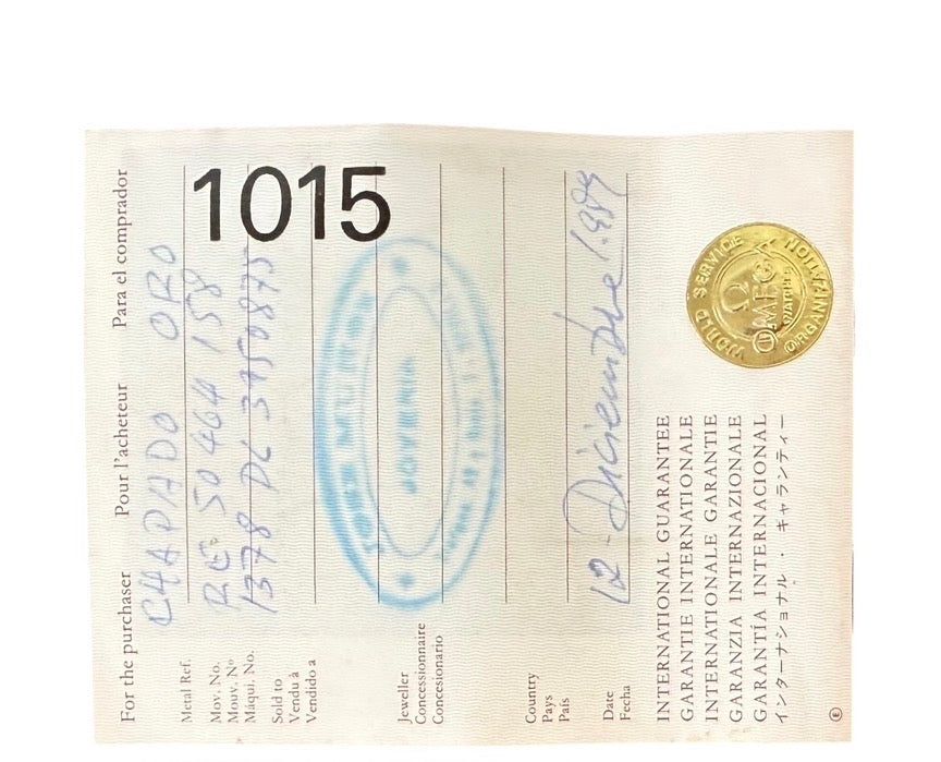 Librito de Garantía Internacional Omega Vintage de 1989