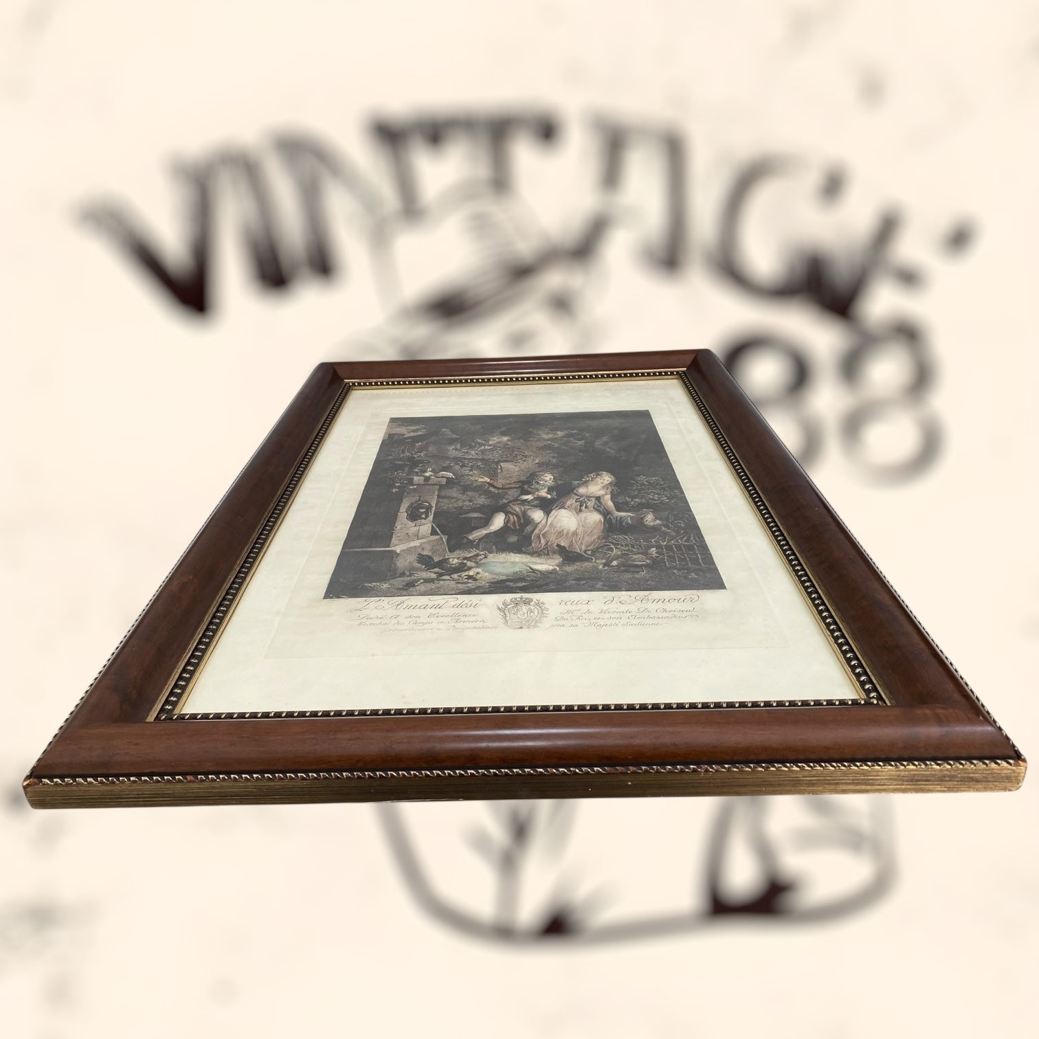 Grabado de la obra L’Amant Discret et les Voeux D’Amour de Jean-Frédéric Schall