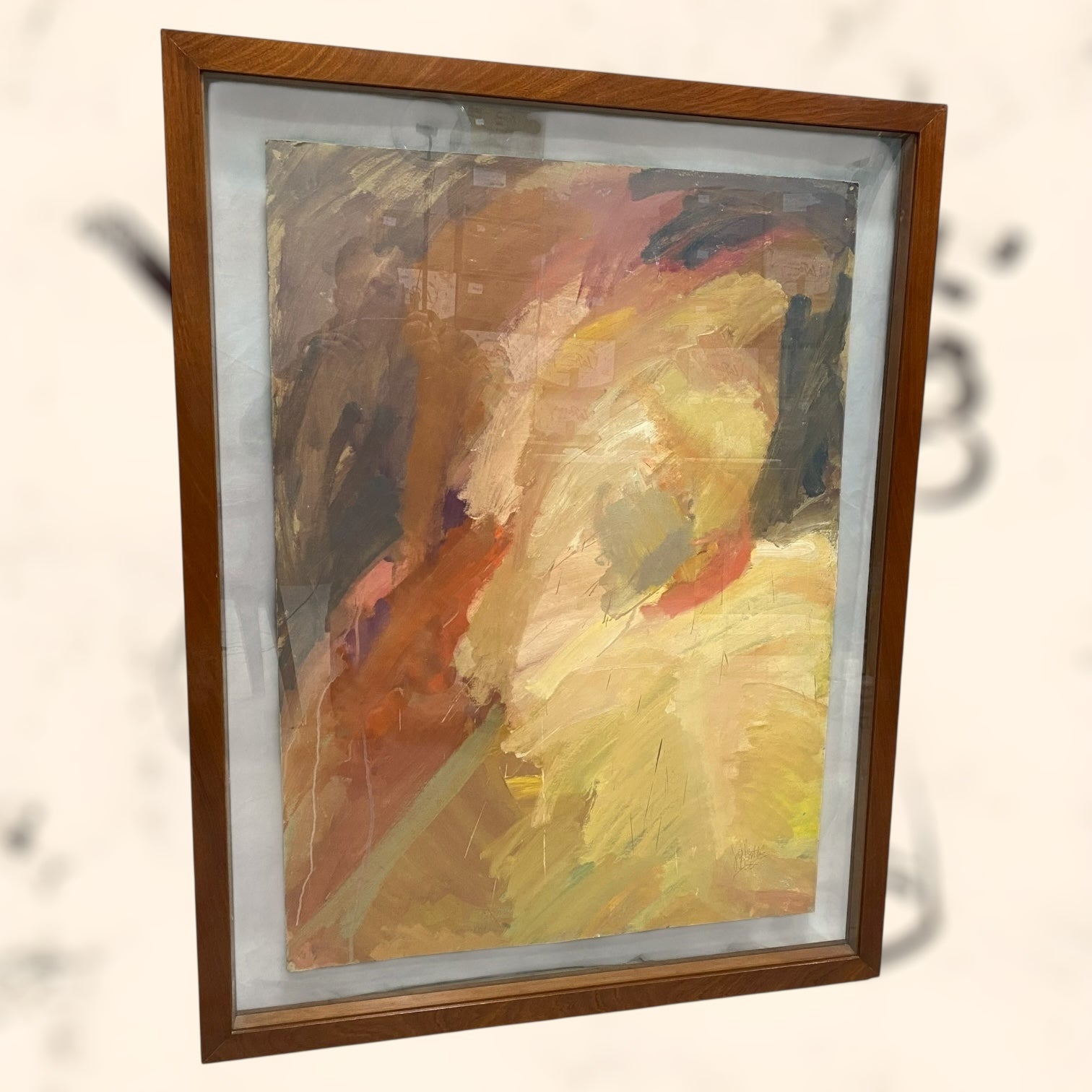 Óleo abstracto de gran tamaño firmado