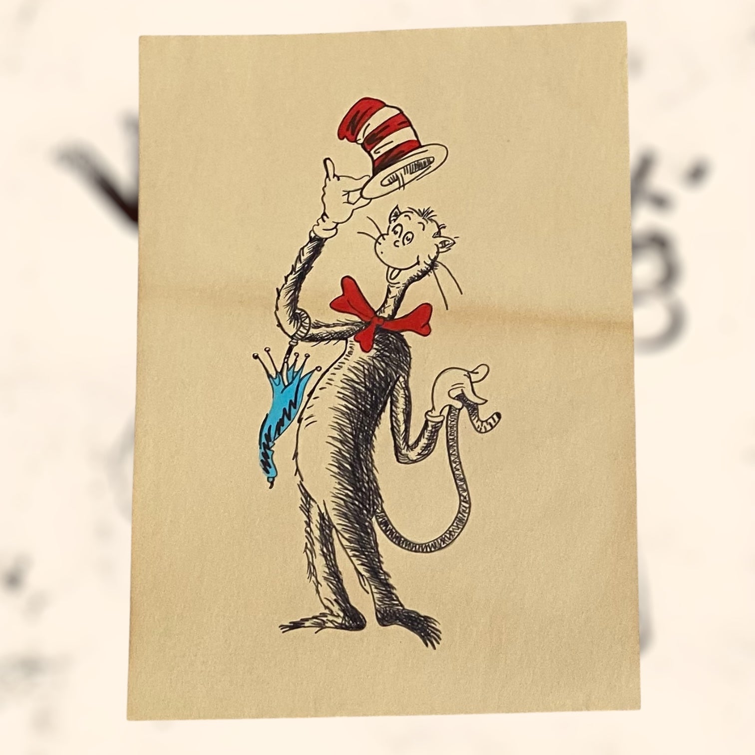 Dibujo Gato con Sombrero de Dr. Seus vintage