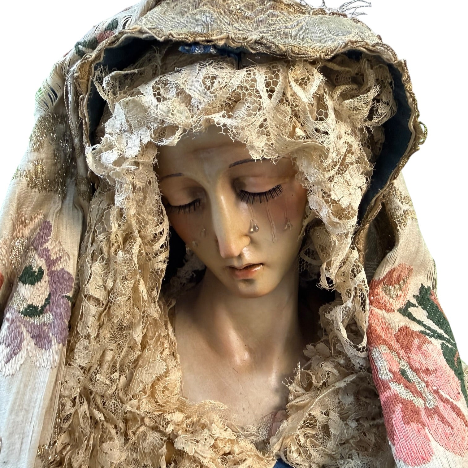 Virgen de vestir policromada antigua