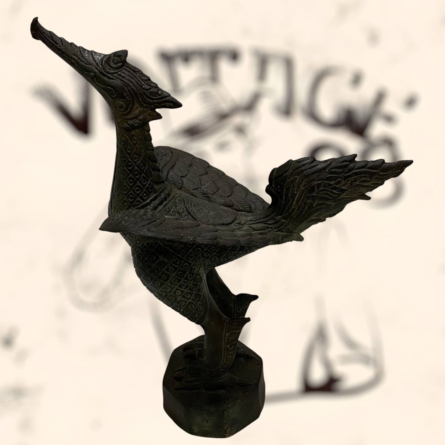 Ave Fénix Tailandés de bronce antiguo