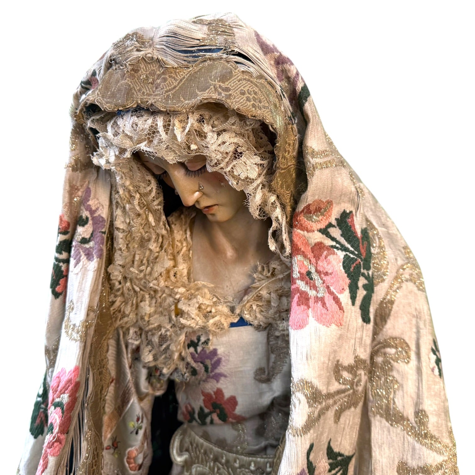 Virgen de vestir policromada antigua