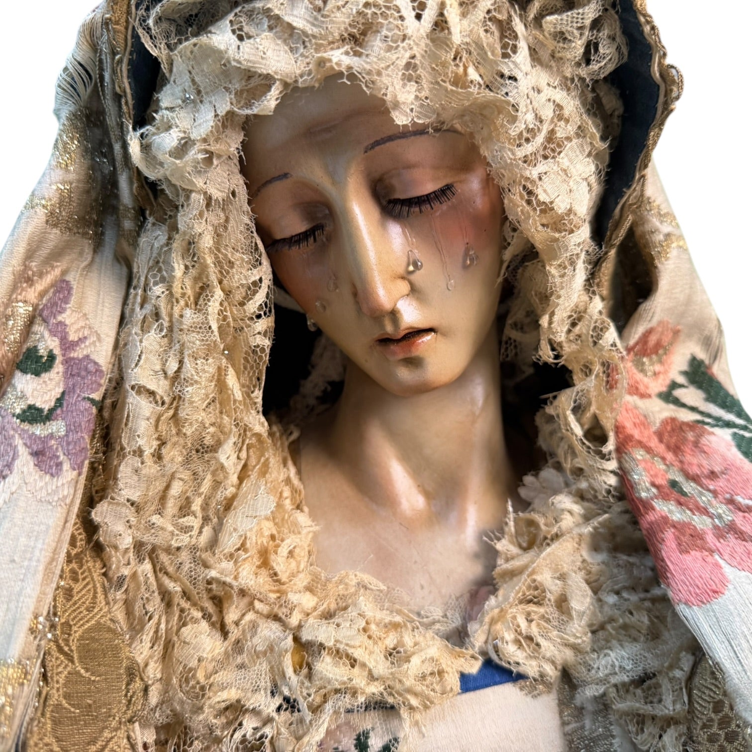 Virgen de vestir policromada antigua