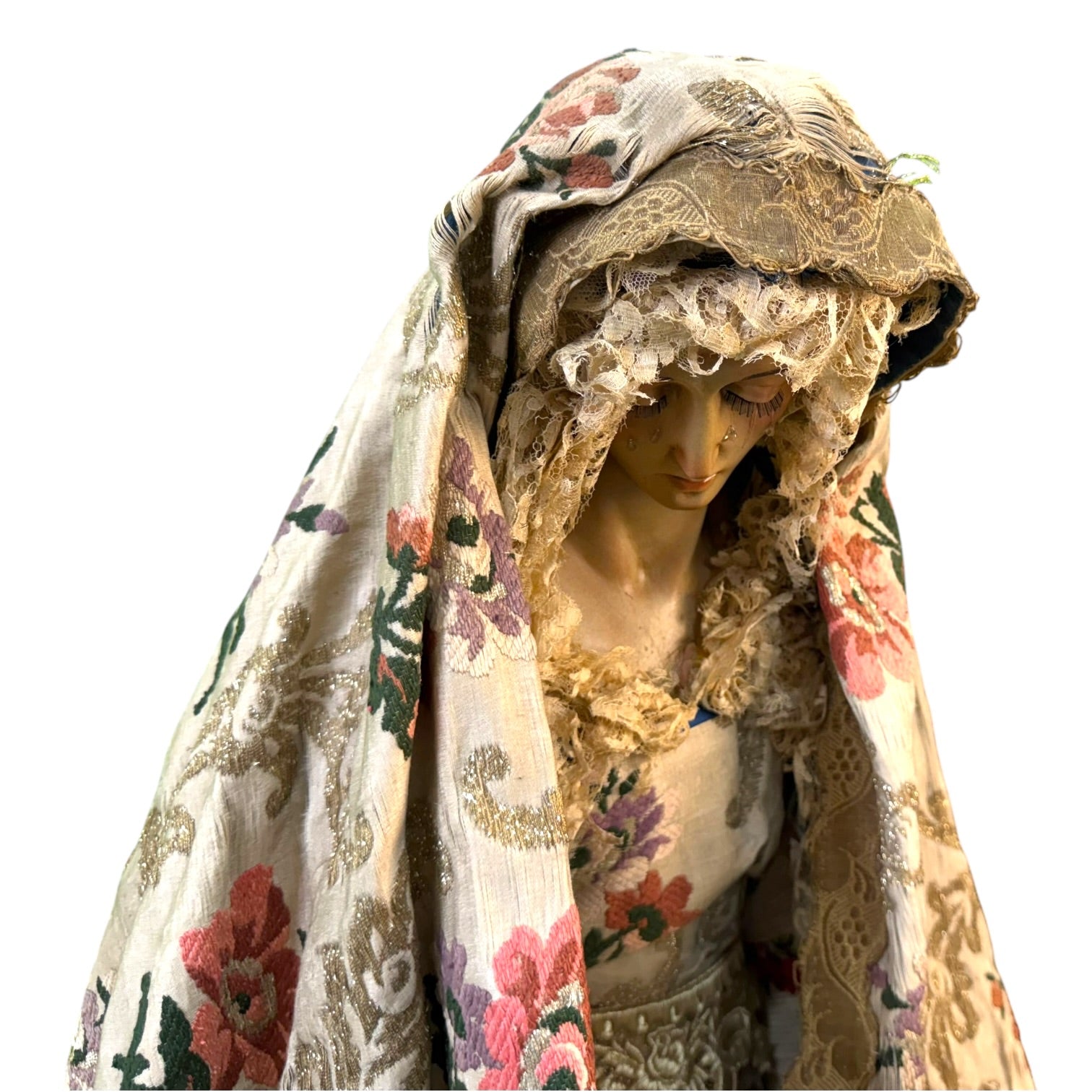 Virgen de vestir policromada antigua