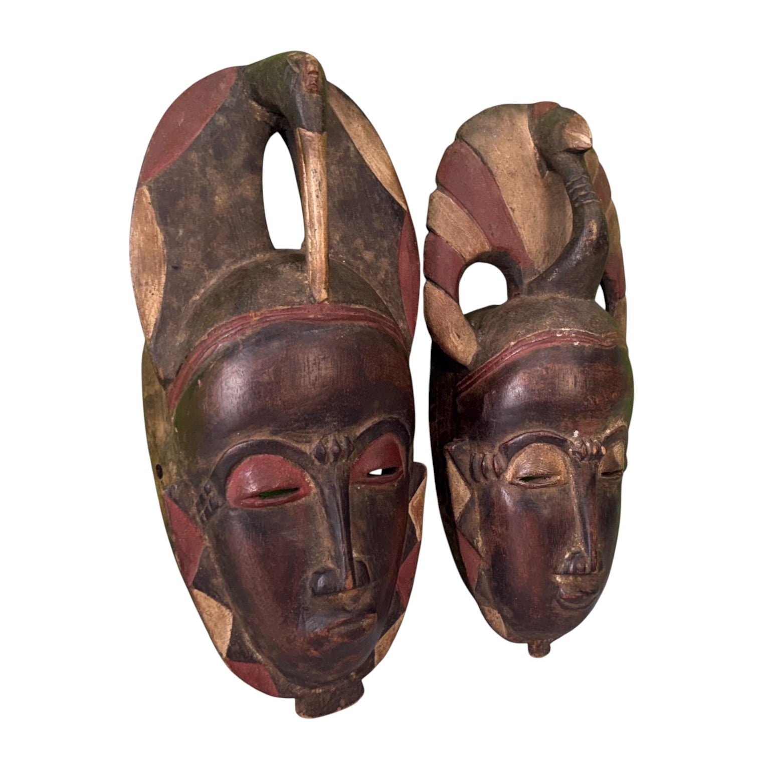 Pareja de máscaras tribales Guro Africanas vintage