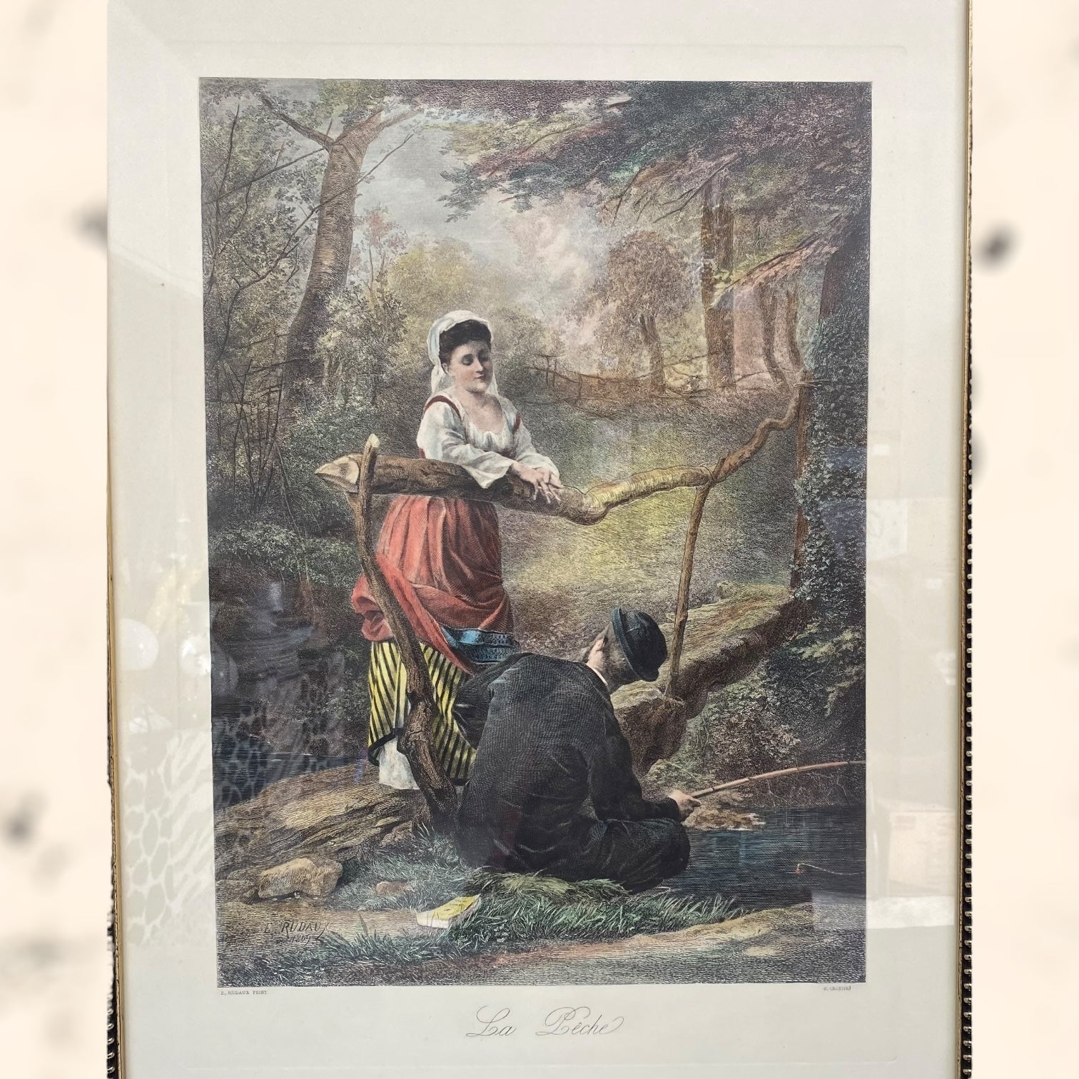 Grabado de la obra La Pêche de Edmond Rudaux