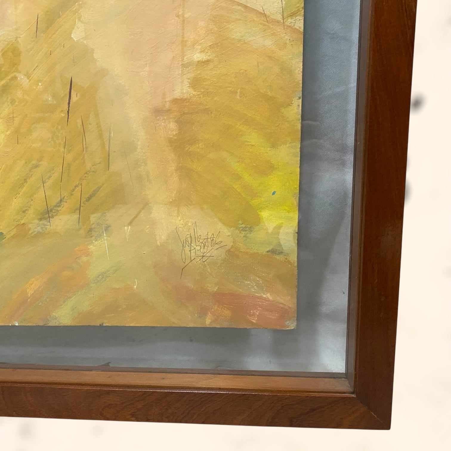 Óleo abstracto de gran tamaño firmado