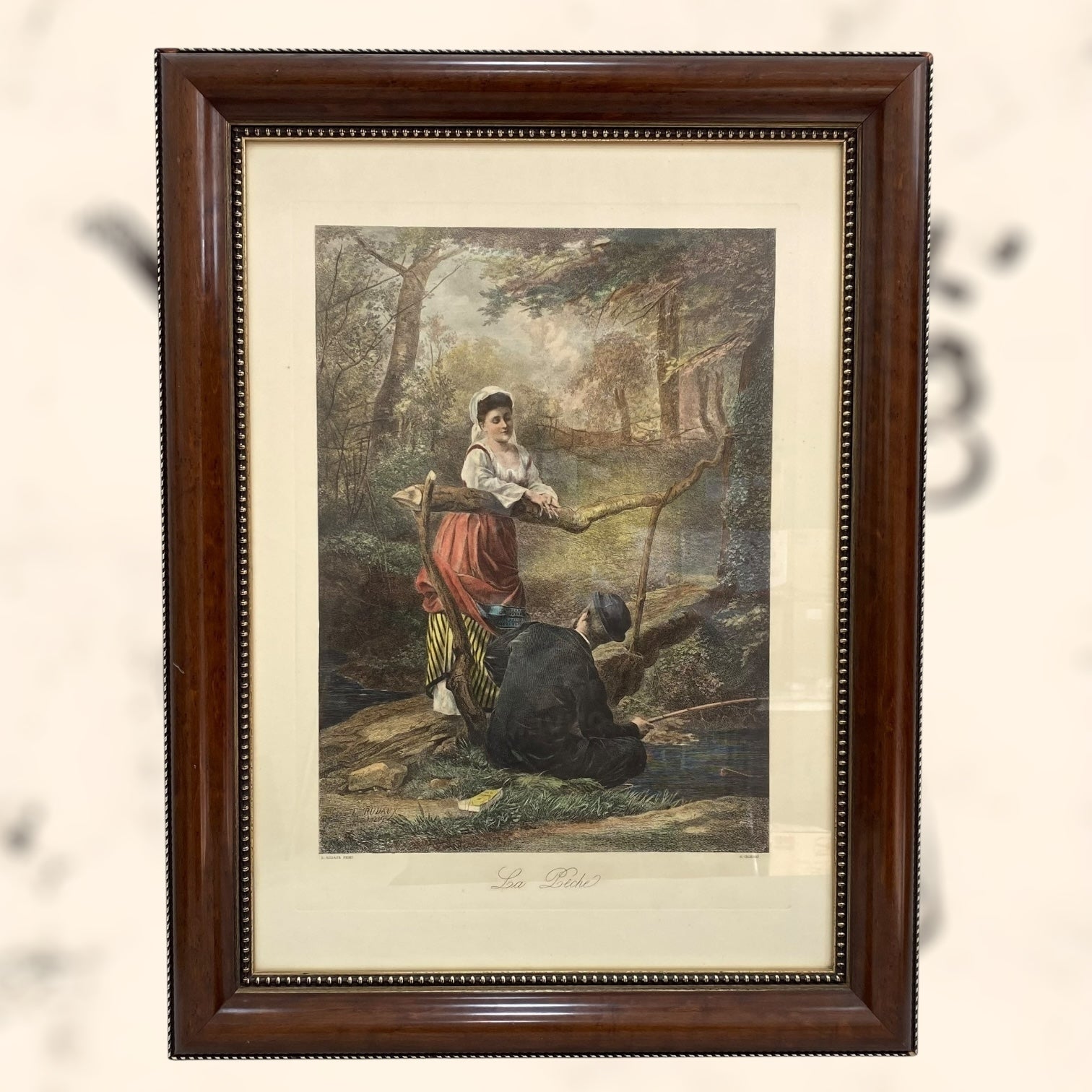 Grabado de la obra La Pêche de Edmond Rudaux