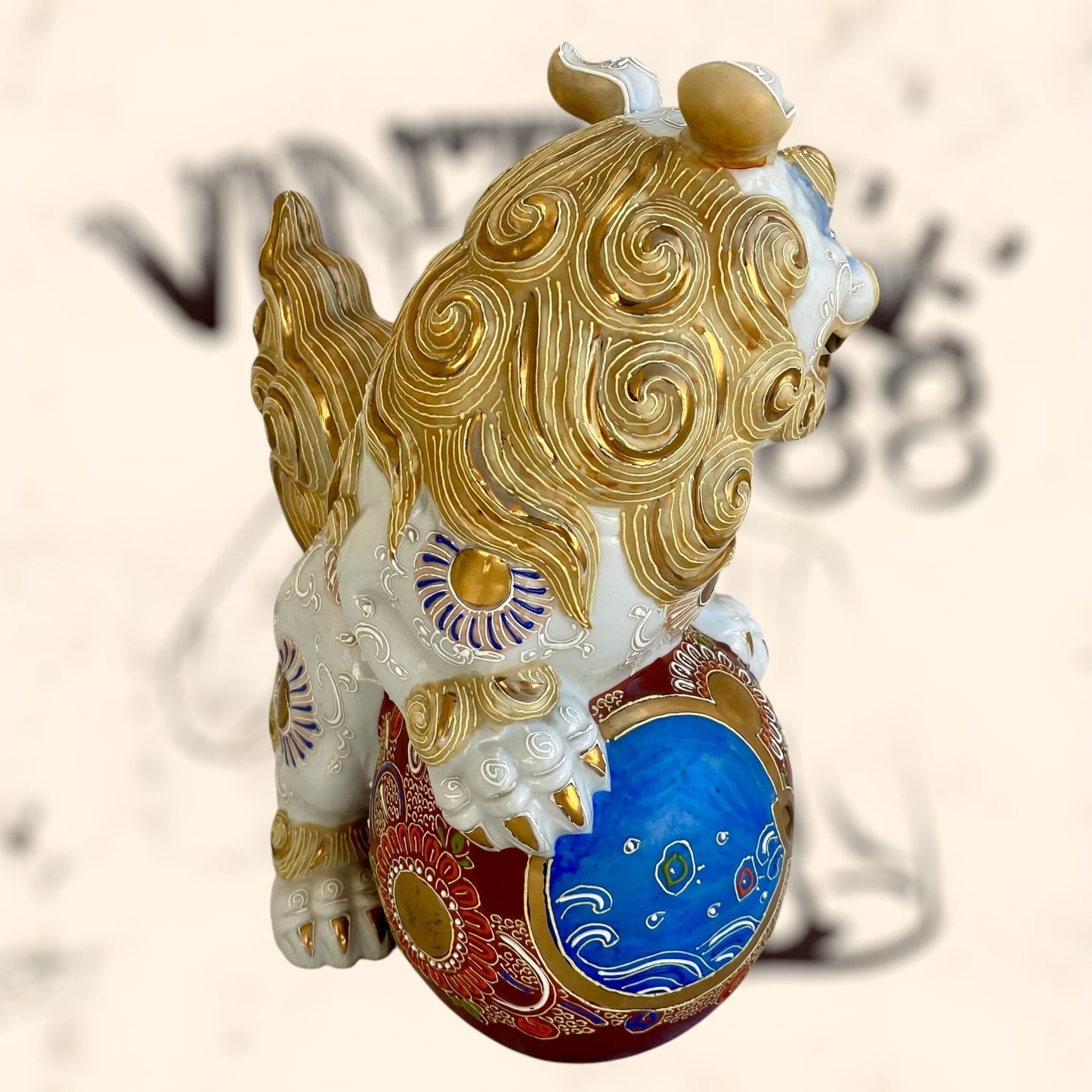 Dragón Foo de Feng Shui de cerámica Japonesa Kutani