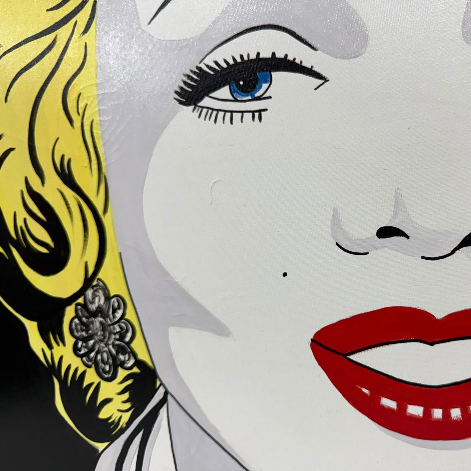 Pareja de pinturas Art Pop de Marilyn Monroe y Audrey Hepburn firmados por Amanache
