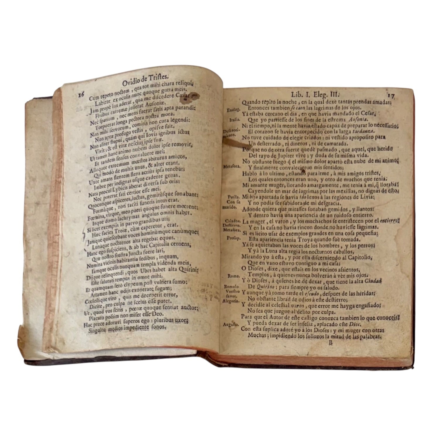 Libro Comento de P. Ovidio Nasón a los libros de Tristes y Ponto de 1733