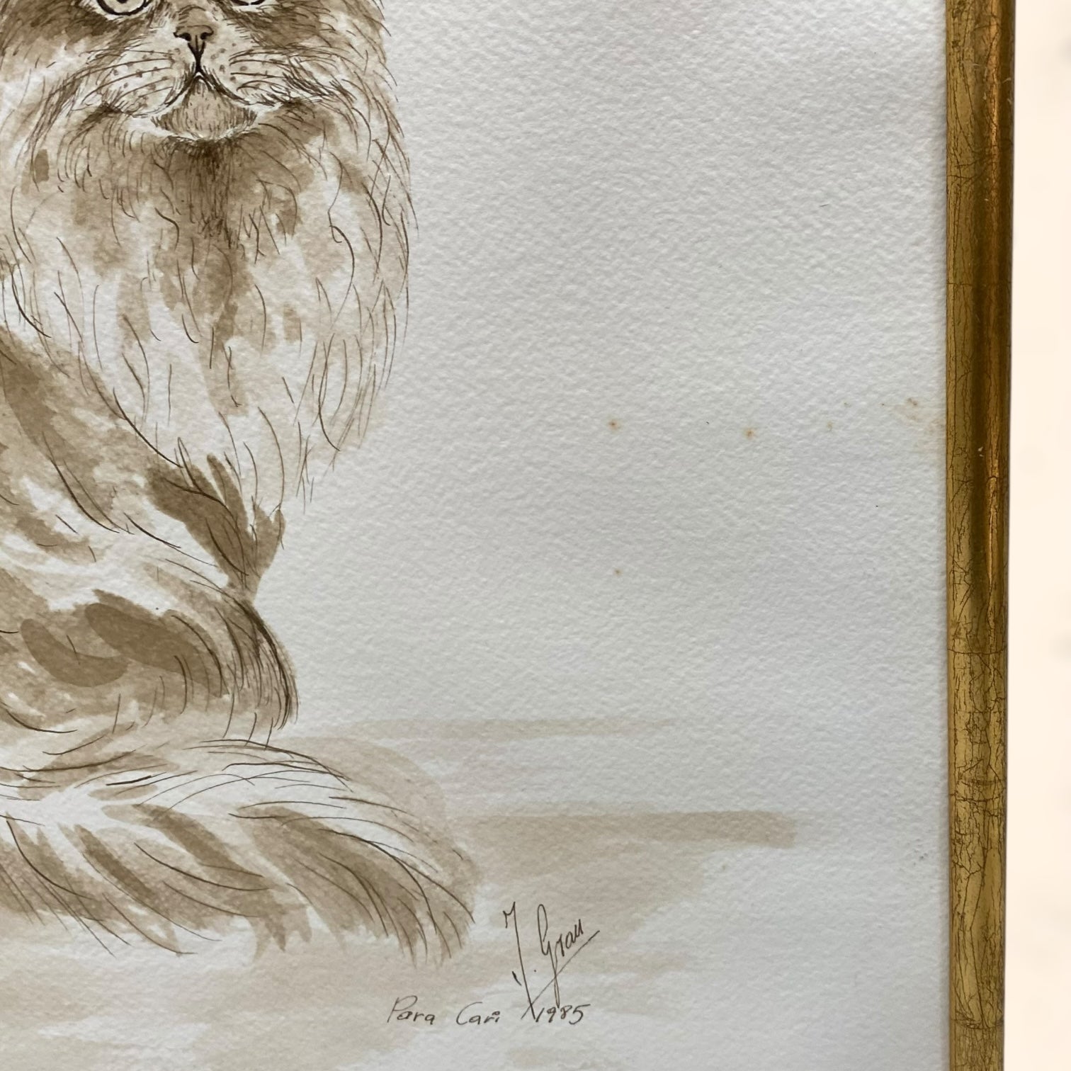 Acuarela de Joan Grau i Mas firmada y dedicada