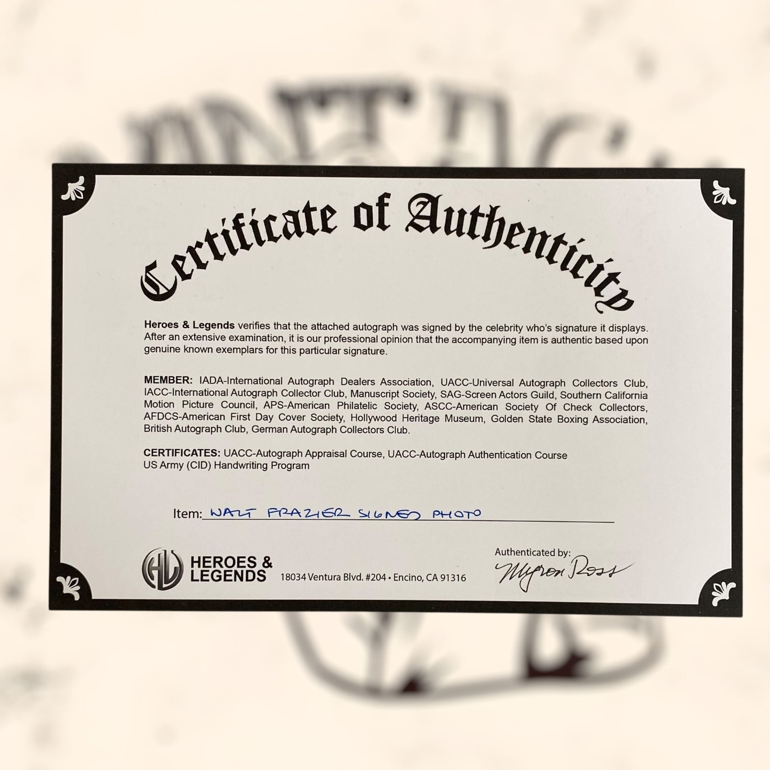 Fotografía firmada de Walt Frazier con certificado de autenticidad