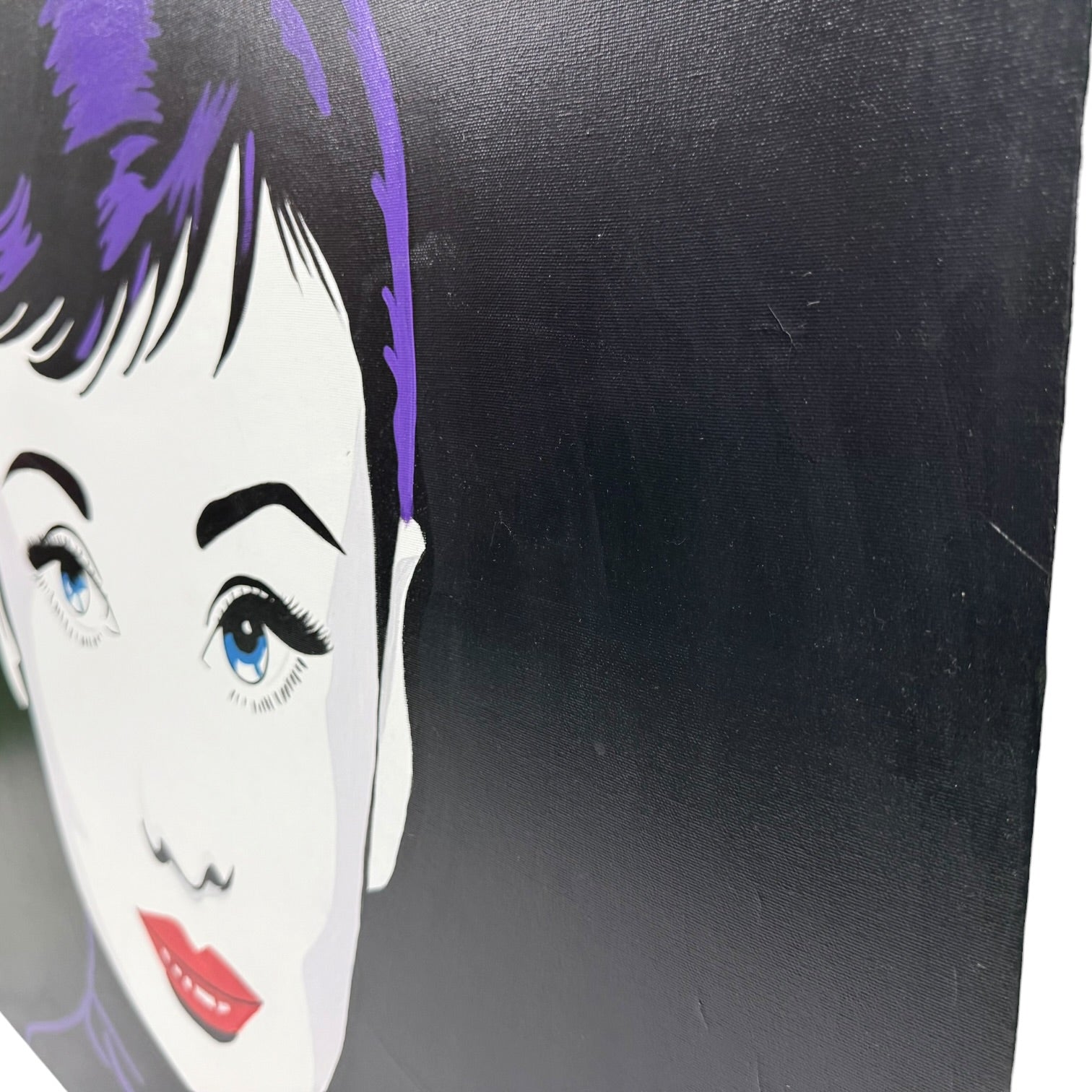 Pareja de pinturas Art Pop de Marilyn Monroe y Audrey Hepburn firmados por Amanache