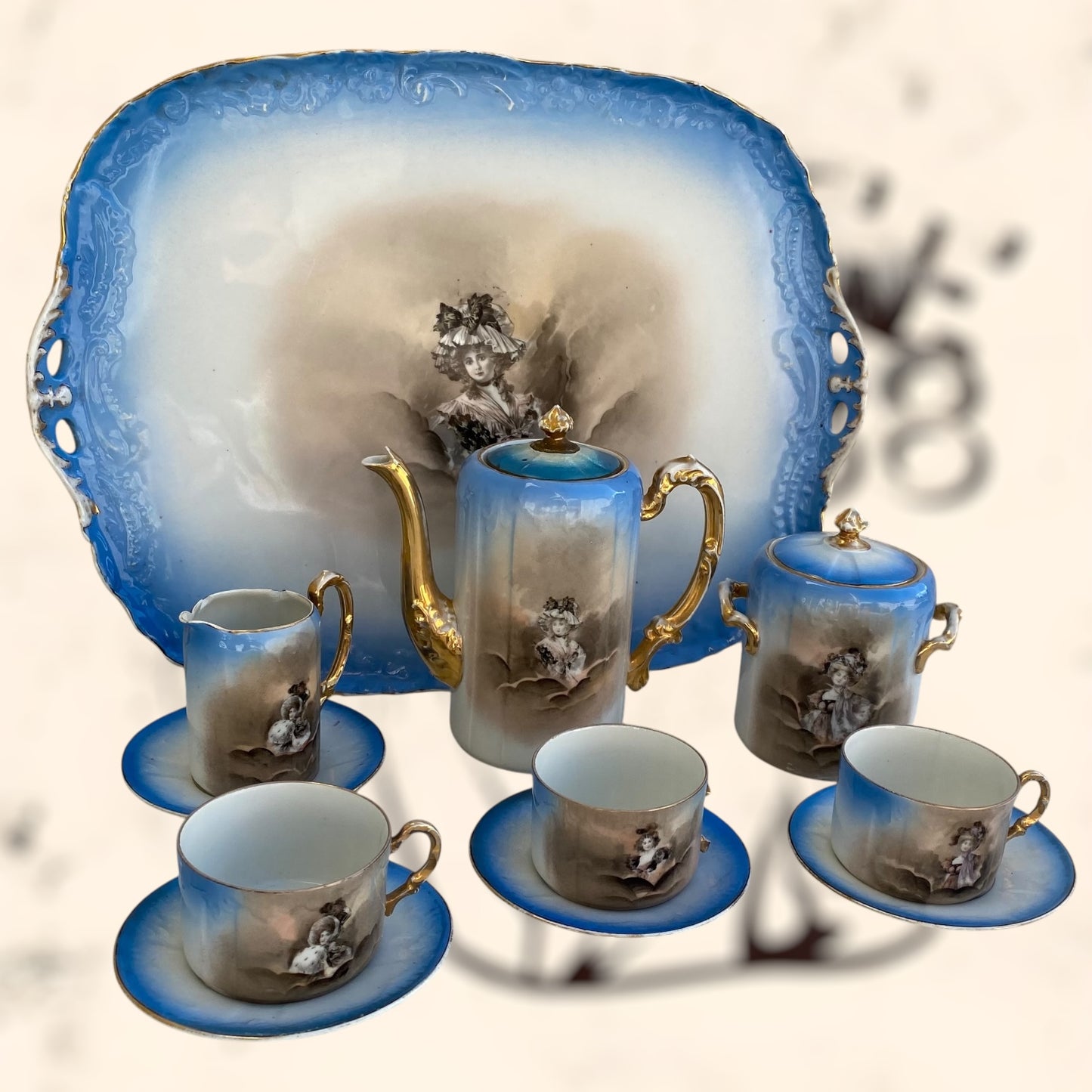 Juego de Té de porcelana Limoges (Albert Pillivuyt) S. XIX