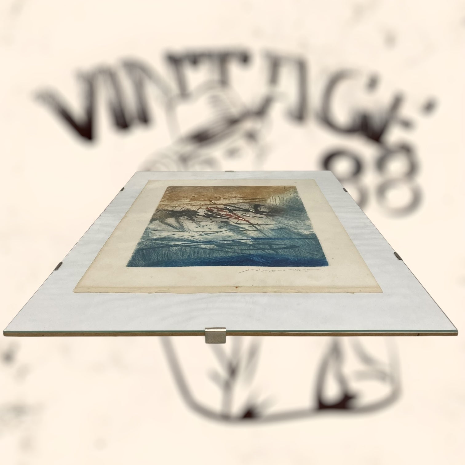 Grabado abstracto de Hervé Lambion (Julius Baltazar) firmado a lápiz