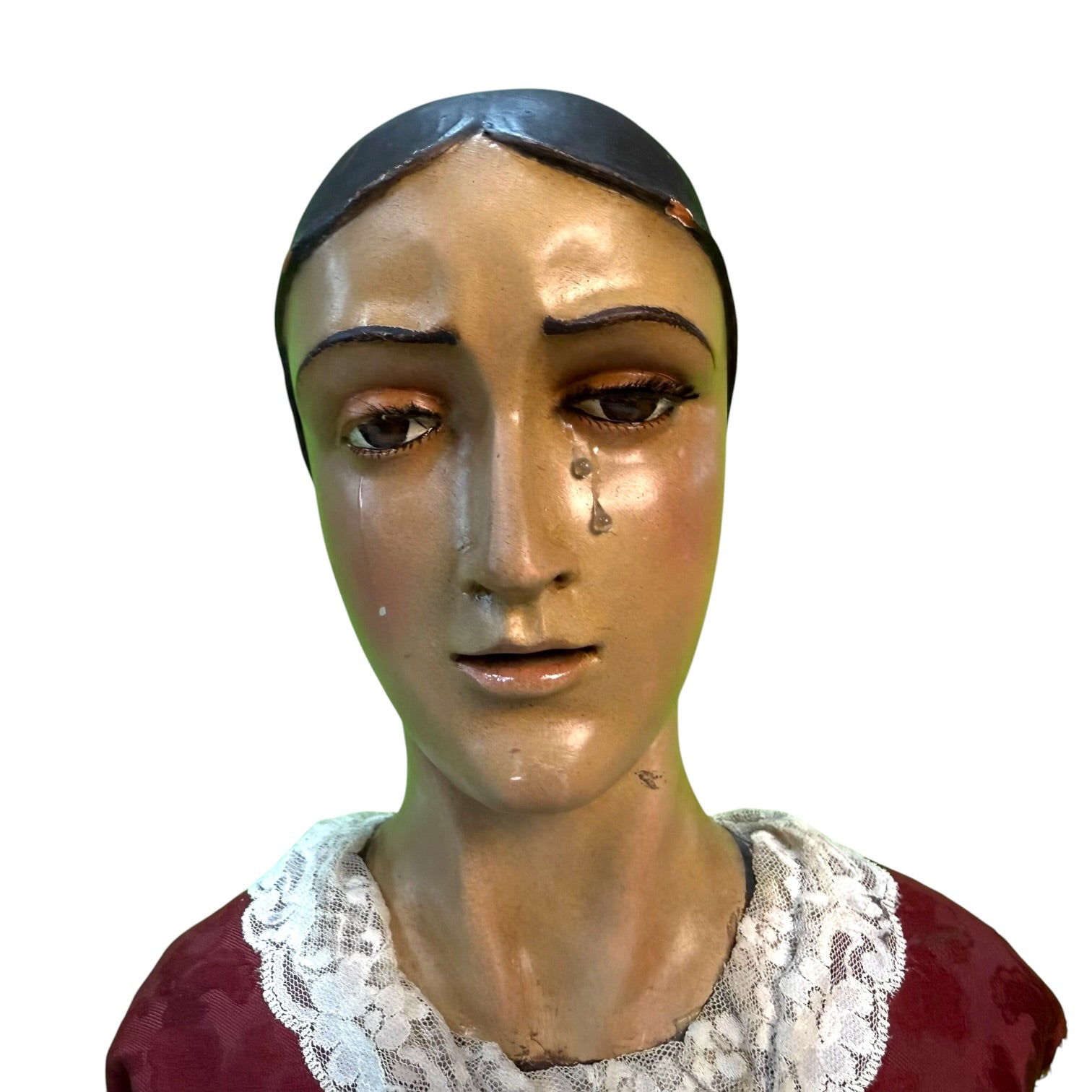 Virgen de vestir de terracota policromada de J. M. De la Rosa