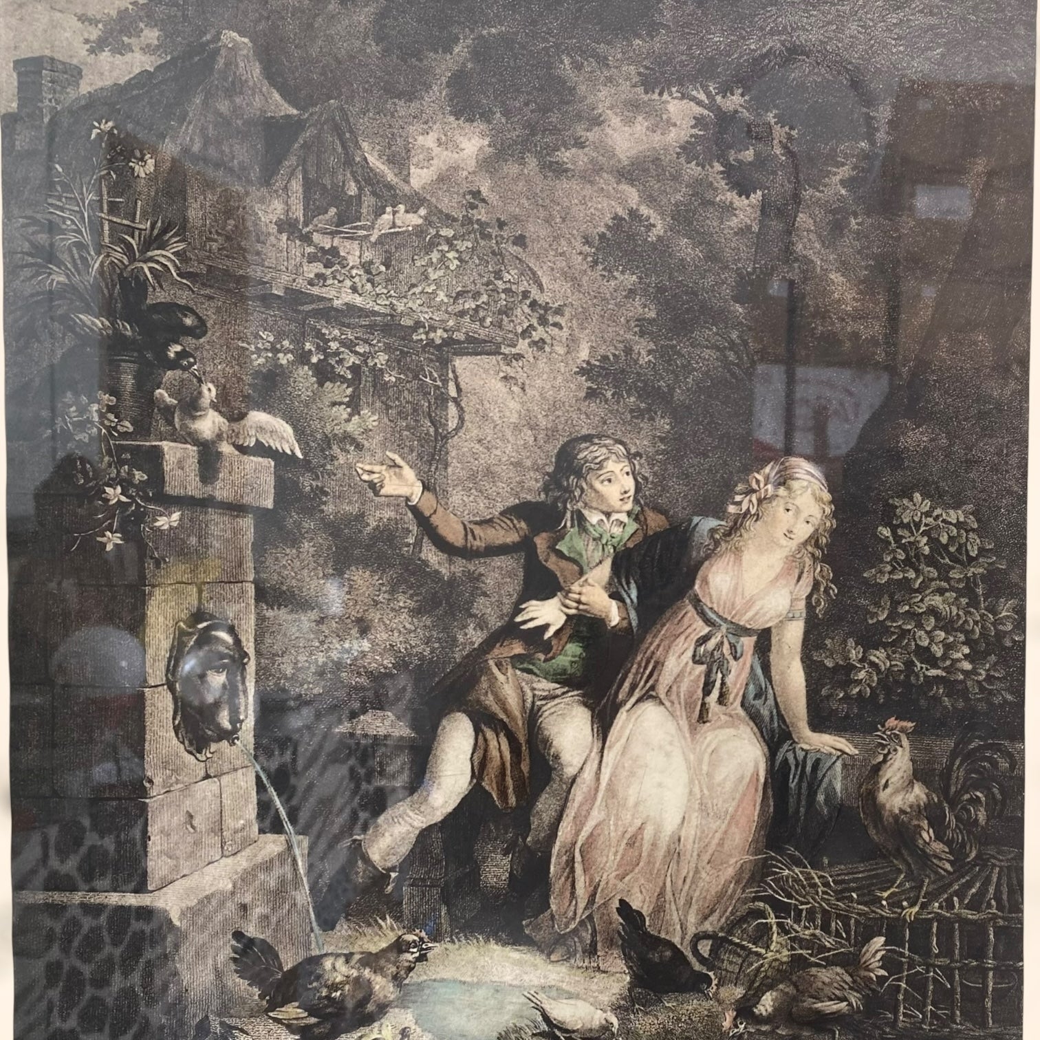 Grabado de la obra L’Amant Discret et les Voeux D’Amour de Jean-Frédéric Schall