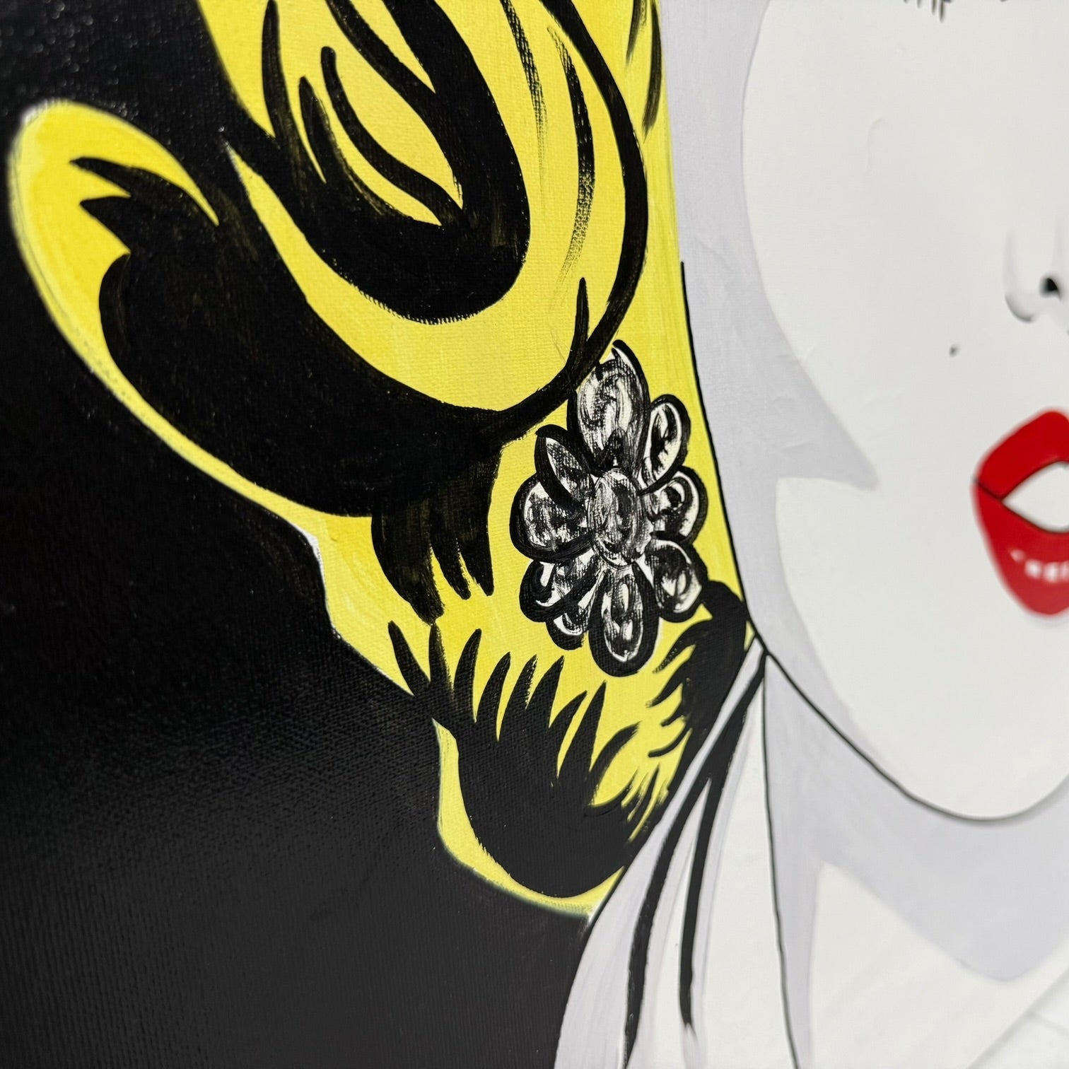 Pareja de pinturas Art Pop de Marilyn Monroe y Audrey Hepburn firmados por Amanache