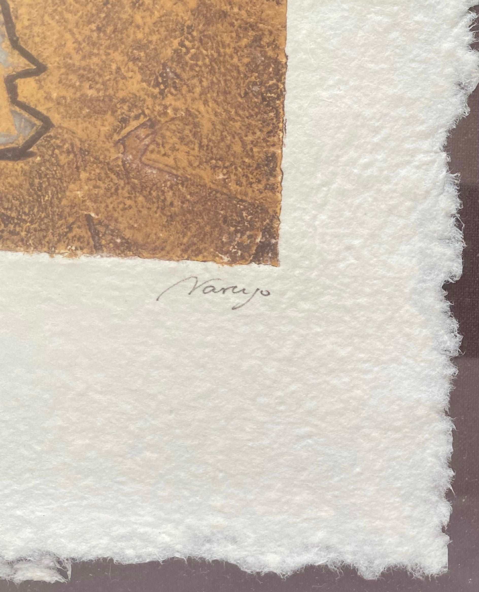 Grabado de arte abstracto de Eduardo Naranjo firmado y numerado a lápiz