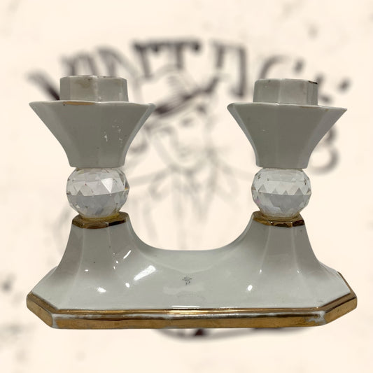 Candelabro de porcelana Italiana Capodimonte con cristales Swarovski vintage