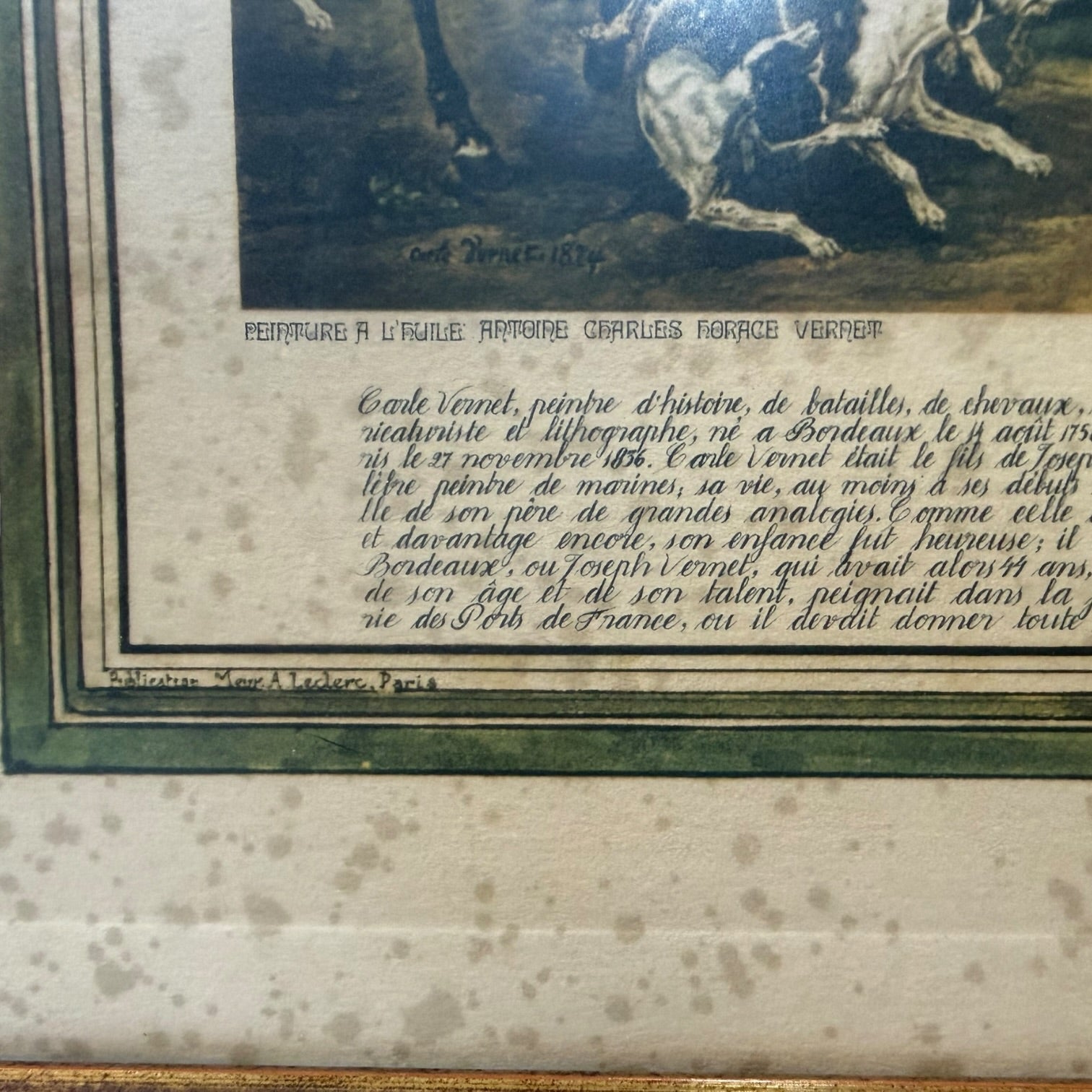 Grabado de la obra Chasse dans le bois de Meudon de Carle Vernet