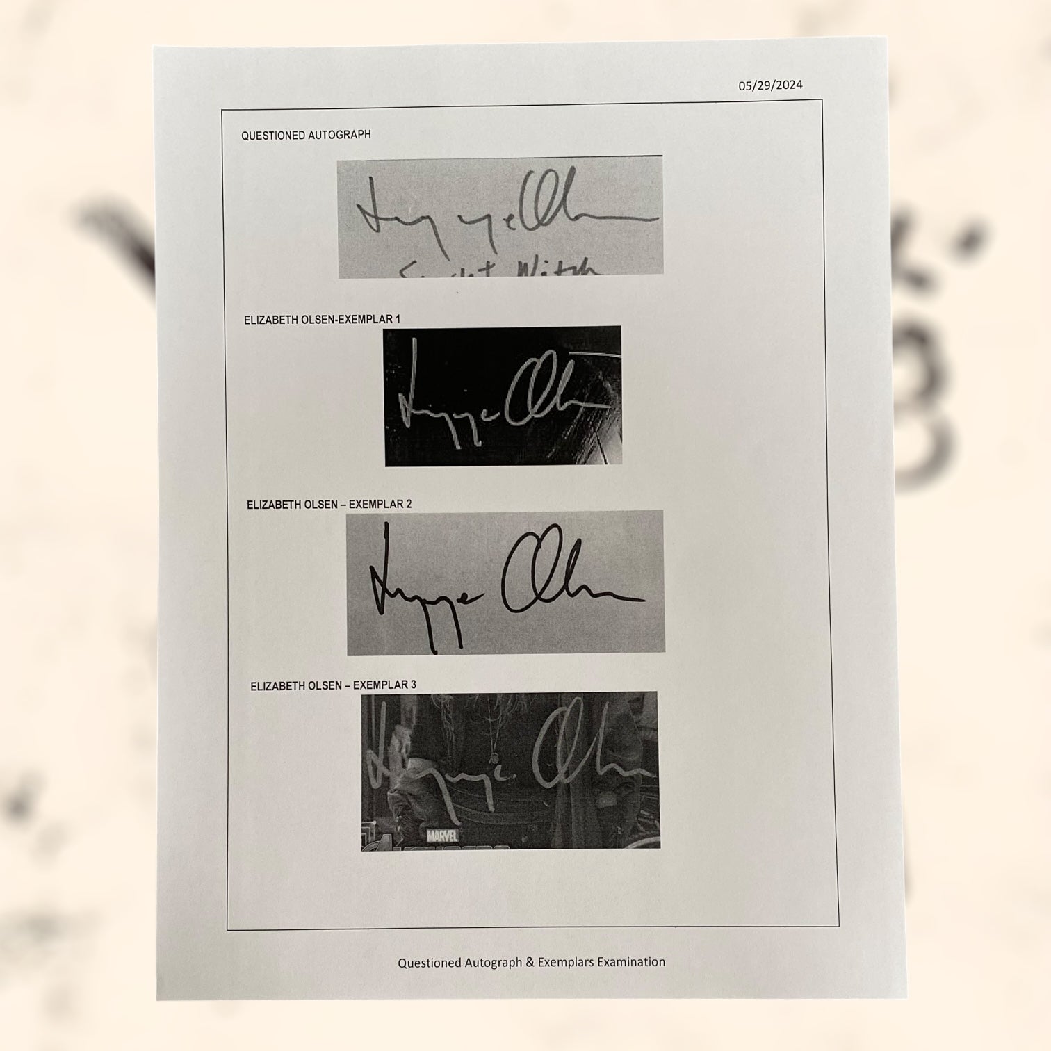 Fotografía de Elisabeth Olsen con autógrafo original certificado