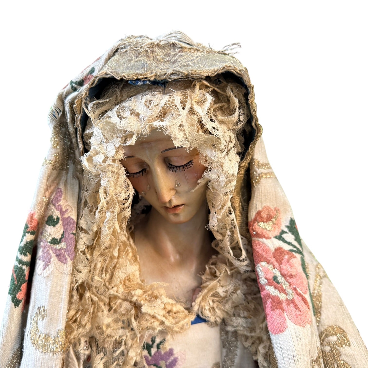Virgen de vestir policromada antigua