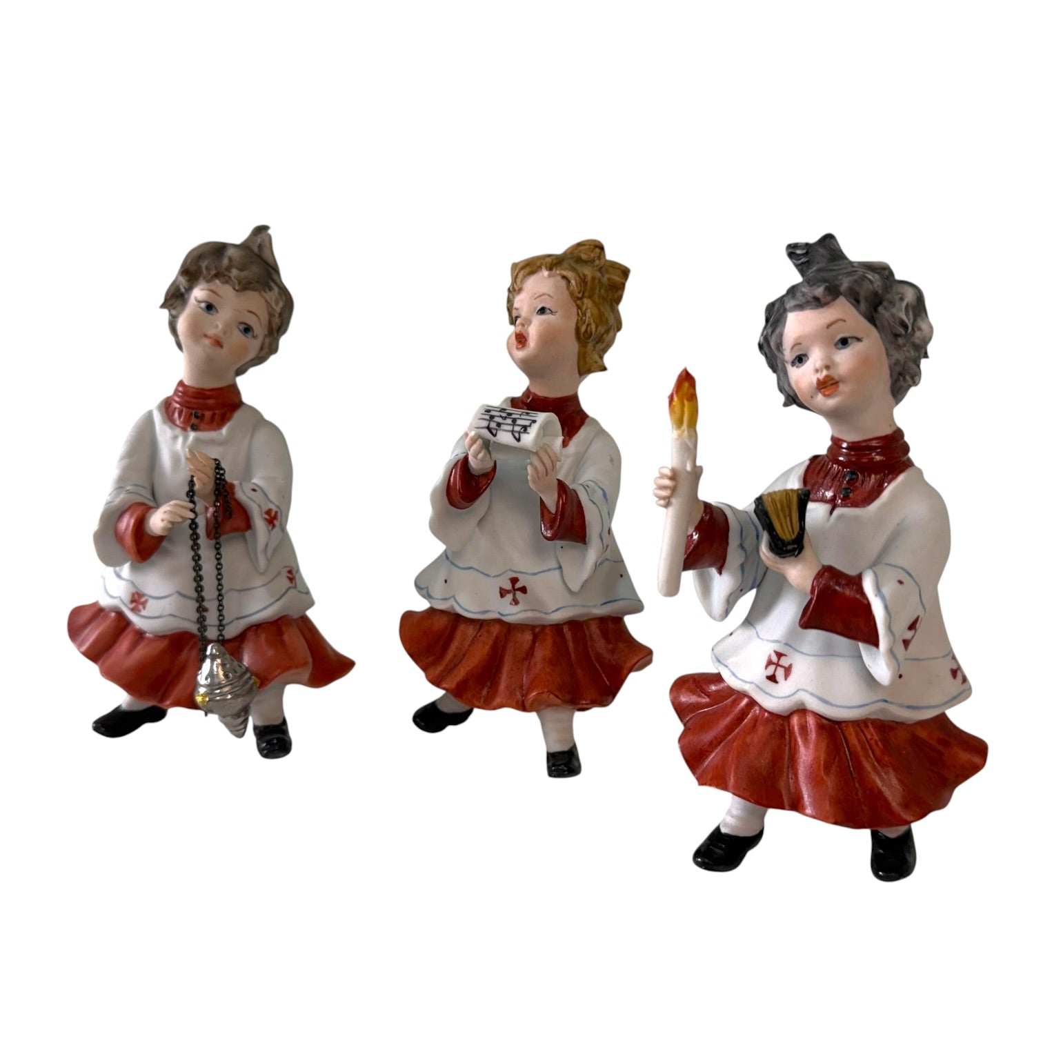 Vintage italienisches Capodimonte Porzellan Ministranten-Set