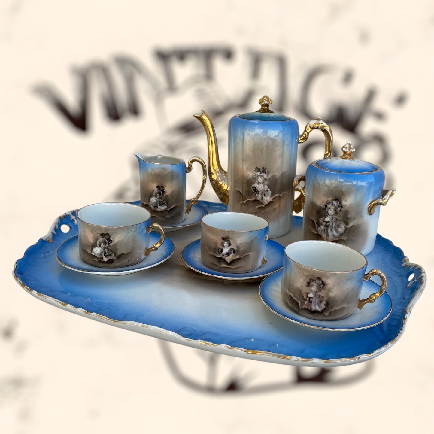 Juego de Té de porcelana Limoges (Albert Pillivuyt) S. XIX