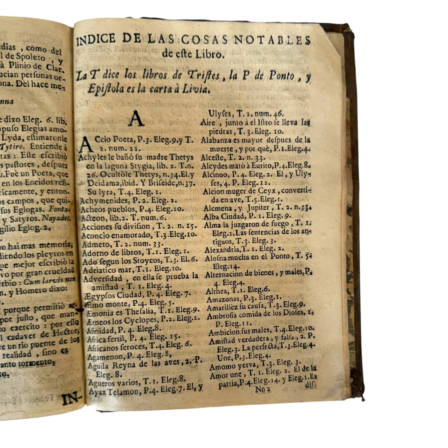 Libro Comento de P. Ovidio Nasón a los libros de Tristes y Ponto de 1733