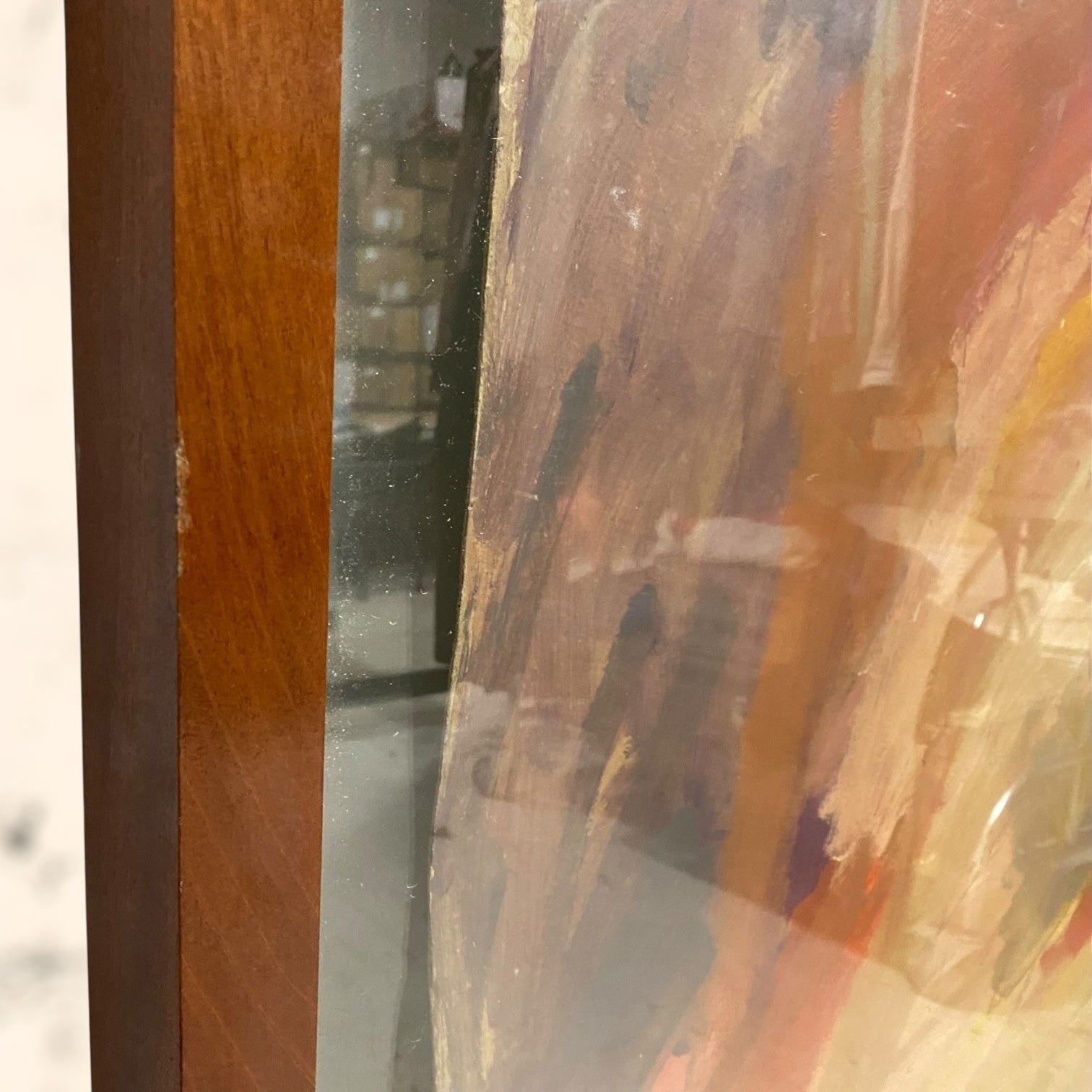 Óleo abstracto de gran tamaño firmado