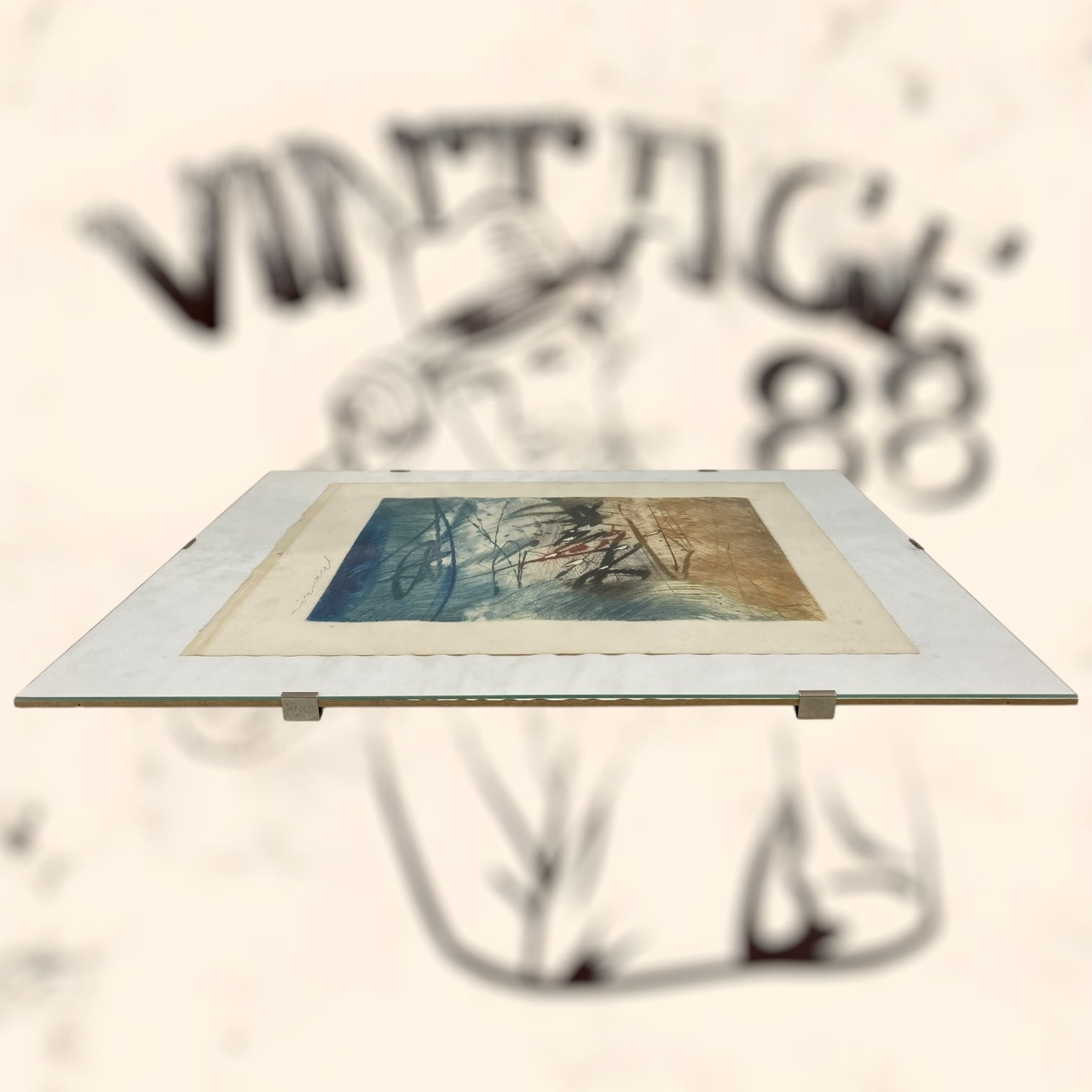 Grabado abstracto de Hervé Lambion (Julius Baltazar) firmado a lápiz