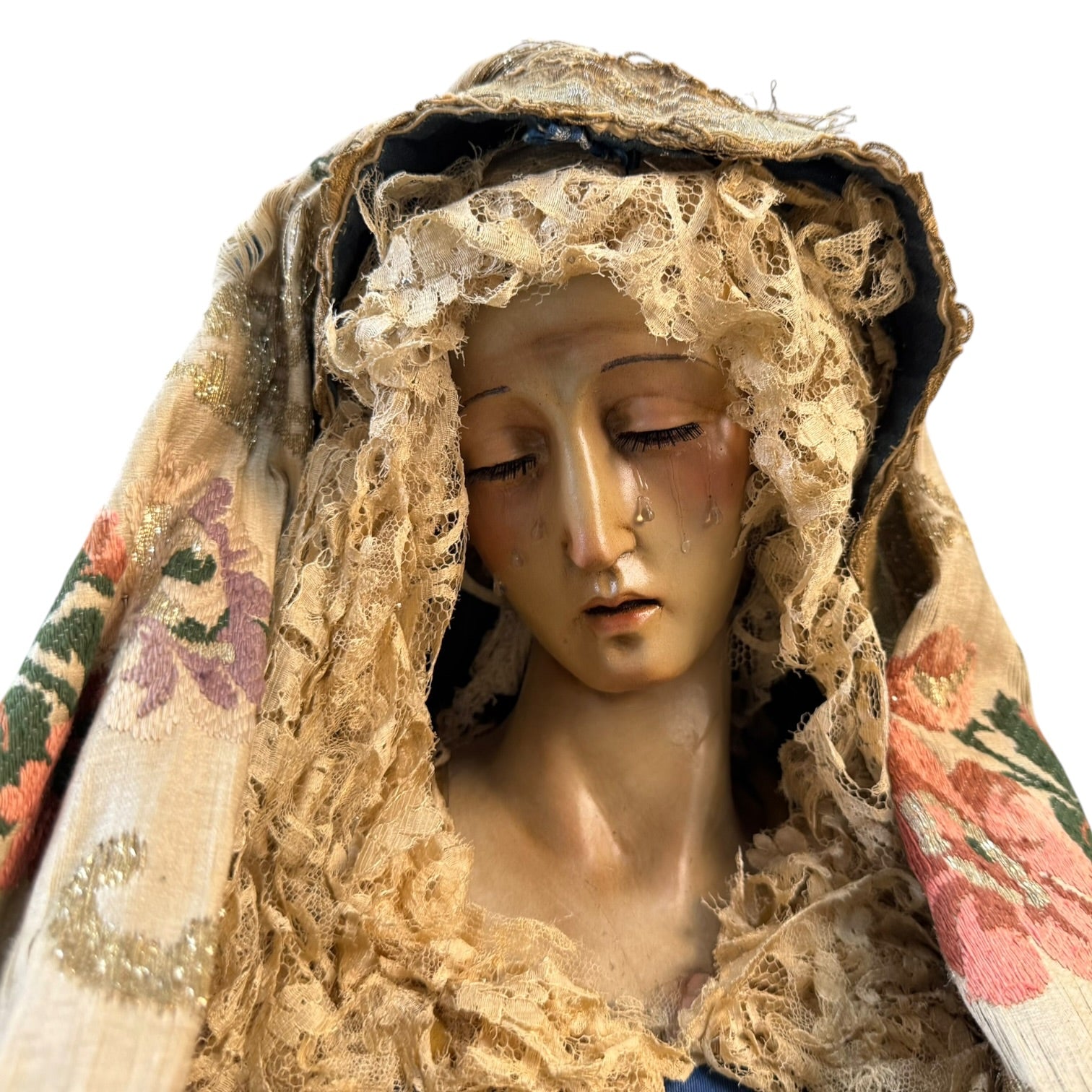 Virgen de vestir policromada antigua