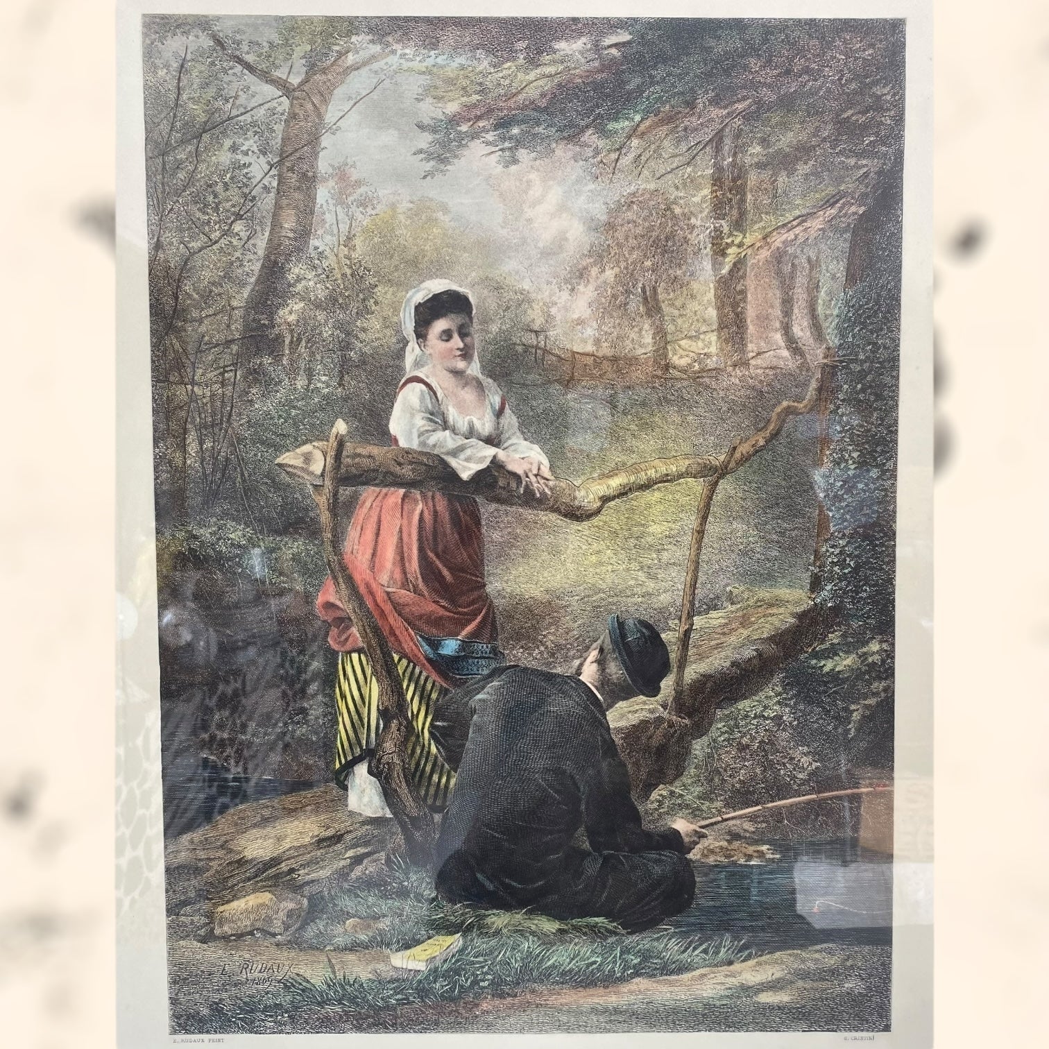 Grabado de la obra La Pêche de Edmond Rudaux