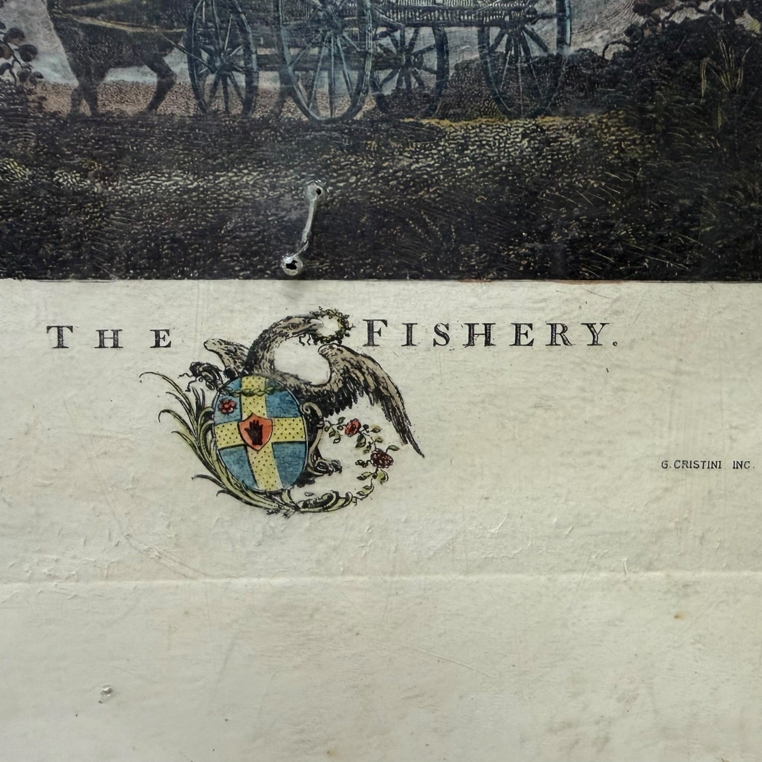 Grabado The Fishery de G. Cristini vintage