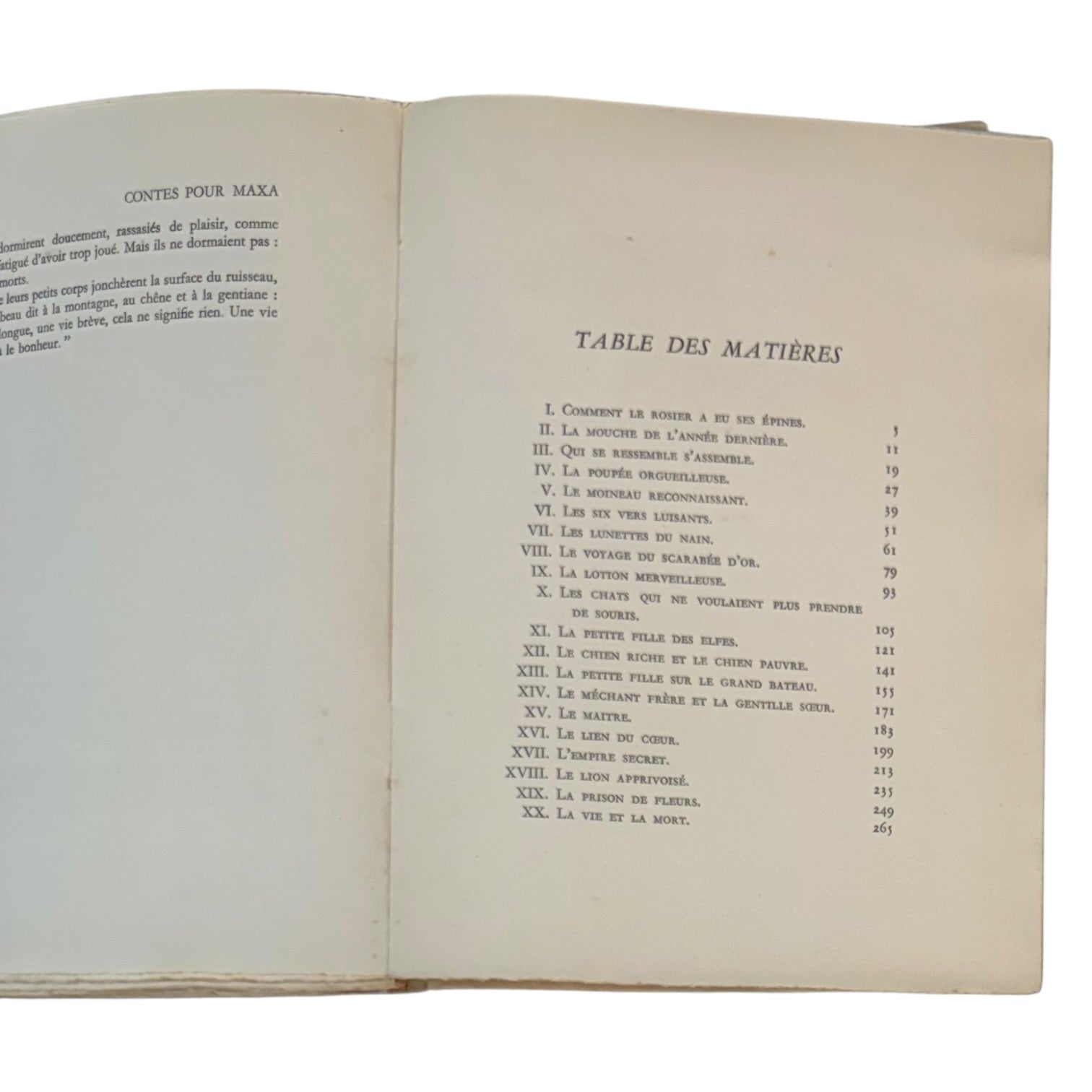 Libro Contes pour Maxa del año 1929