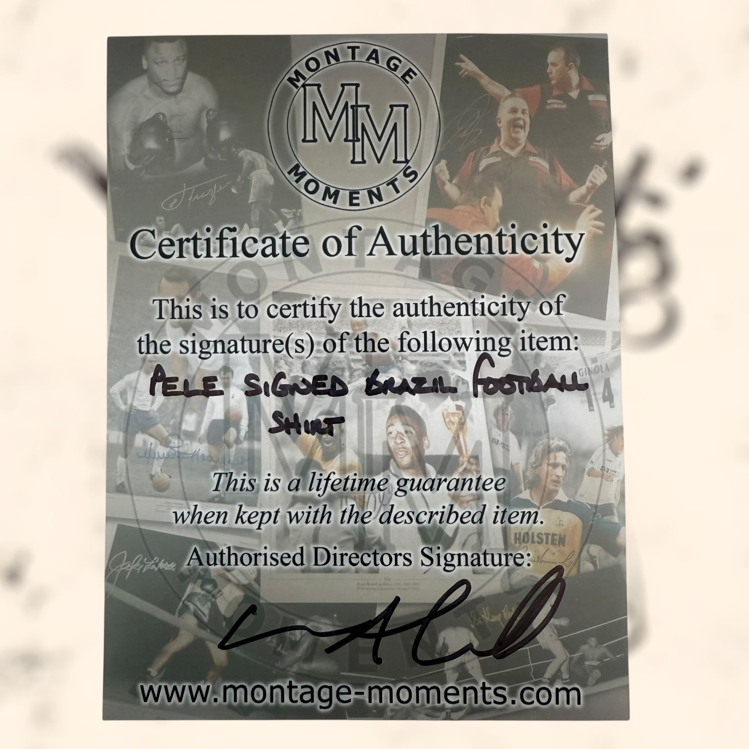 Camiseta de Brasil con autógrafo de Pelé original certificado enmarcada