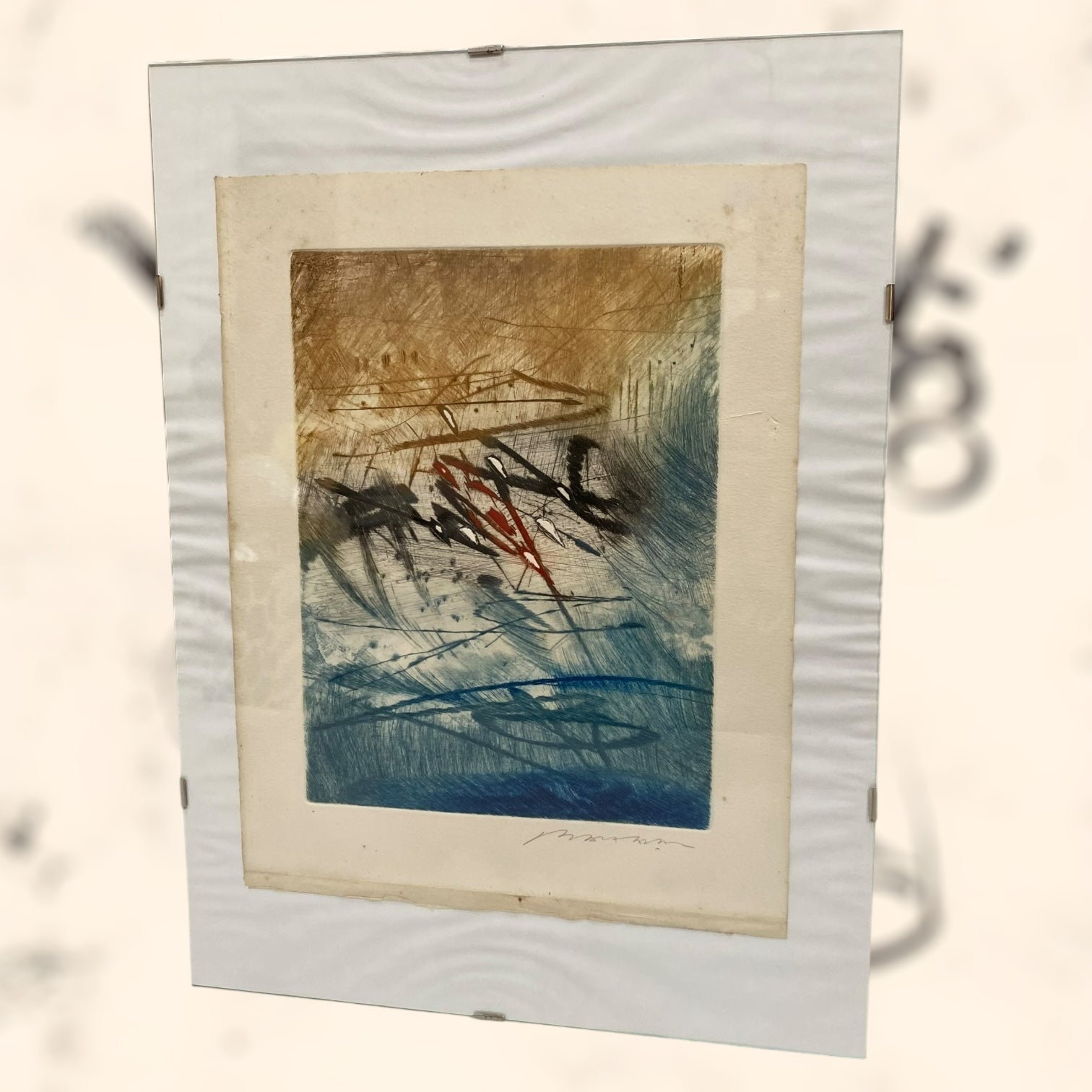 Grabado abstracto de Hervé Lambion (Julius Baltazar) firmado a lápiz