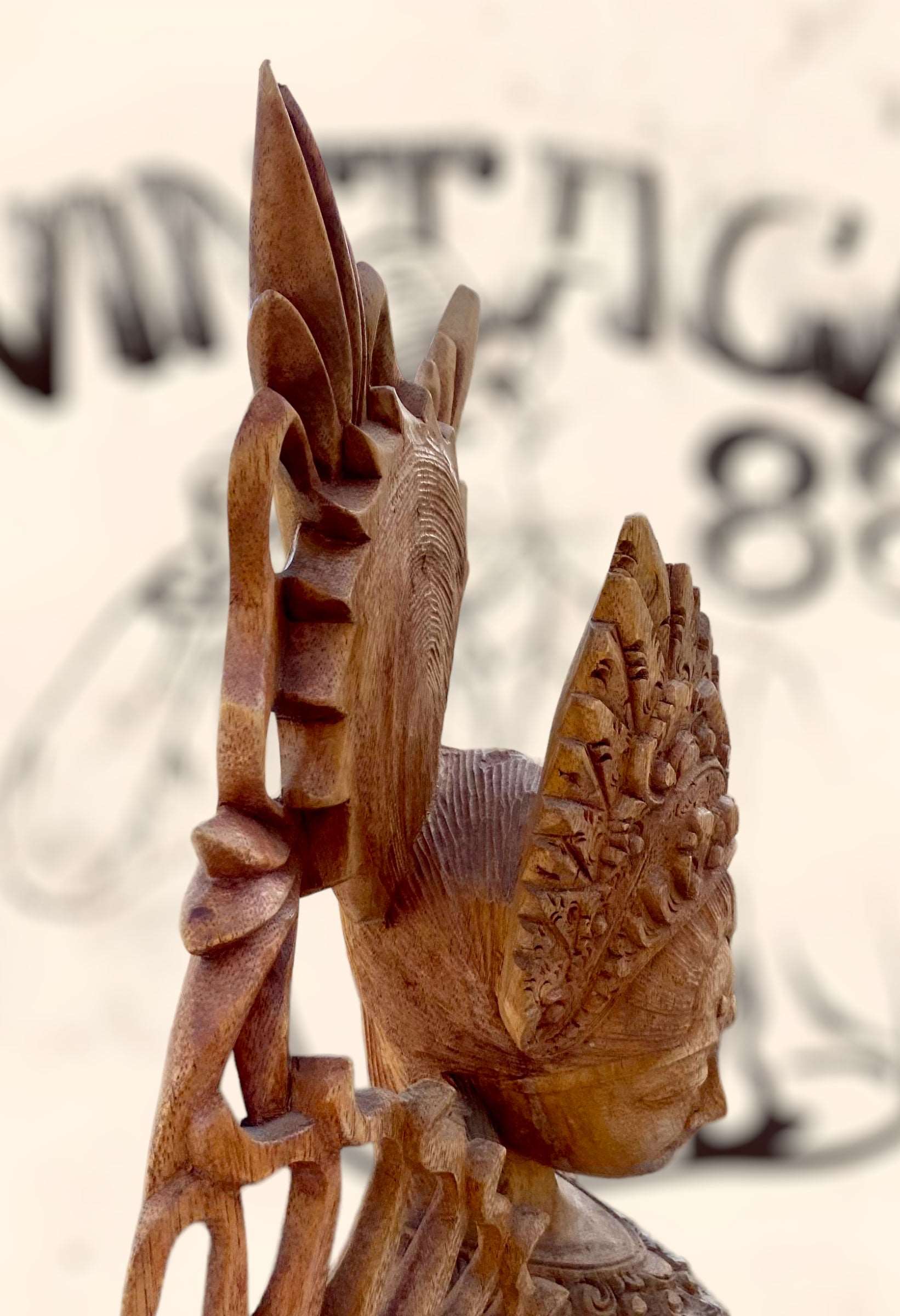 Gran escultura Diosa Bailarina Balinesa Djanger de madera antigua