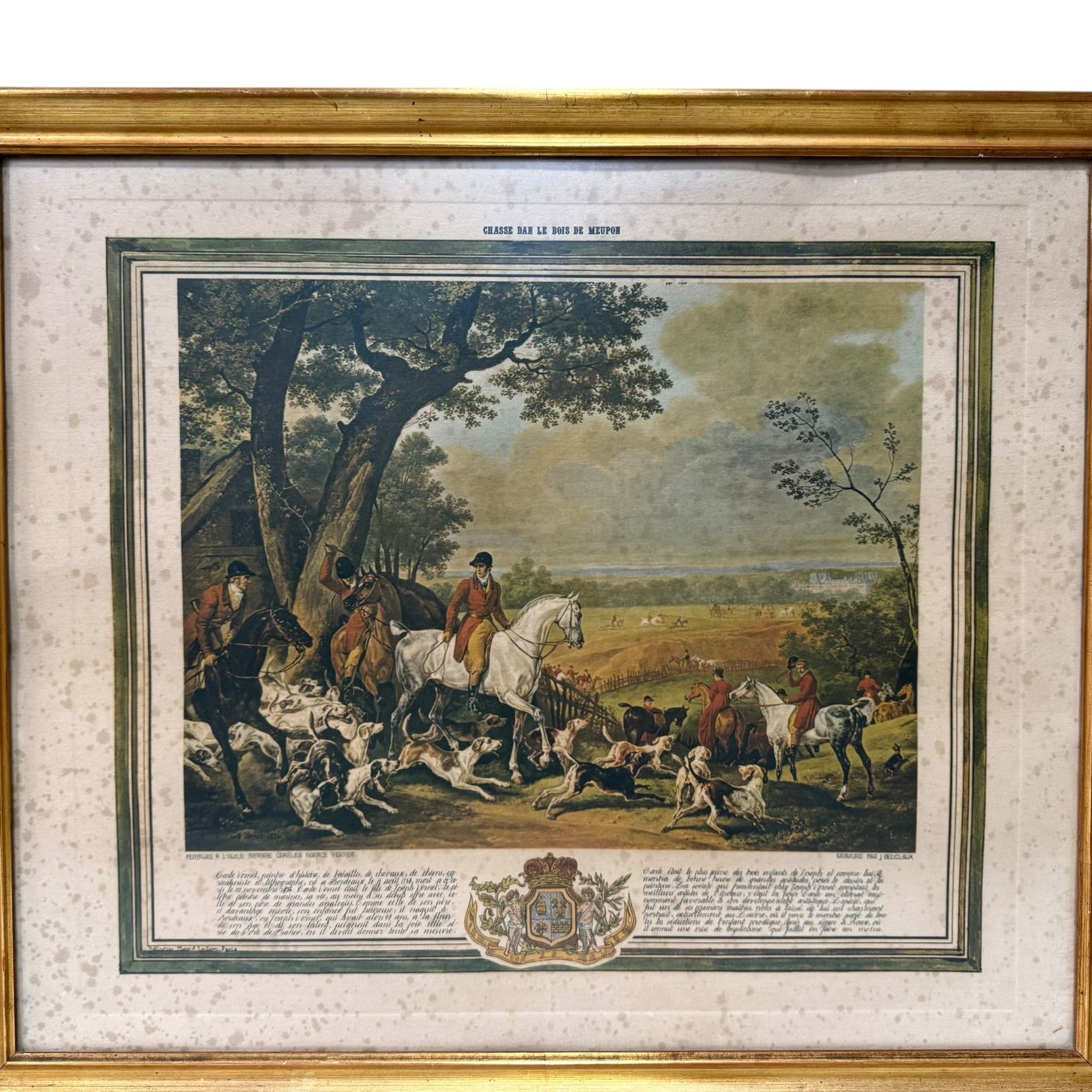 Grabado de la obra Chasse dans le bois de Meudon de Carle Vernet