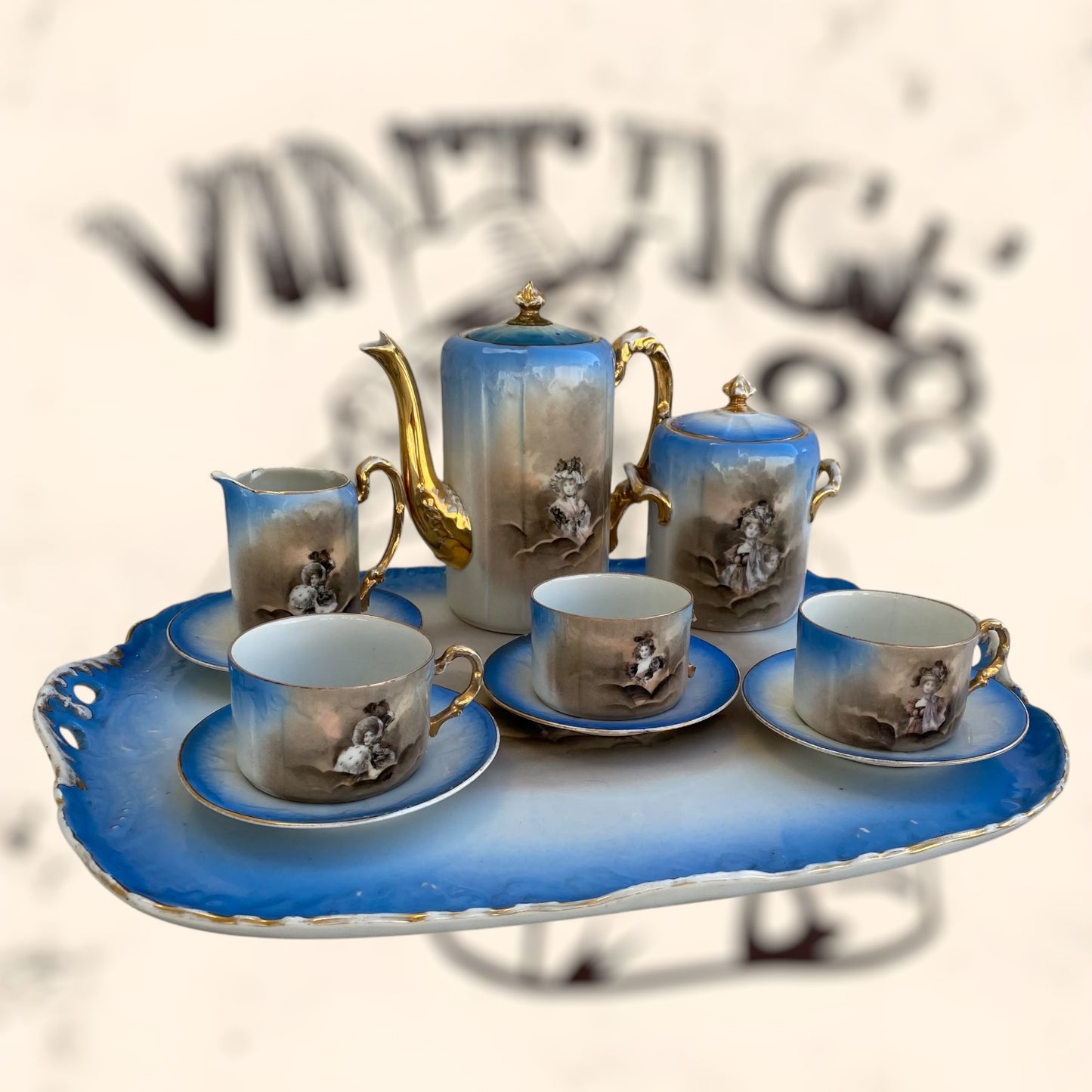 Juego de Té de porcelana Limoges (Albert Pillivuyt) S. XIX