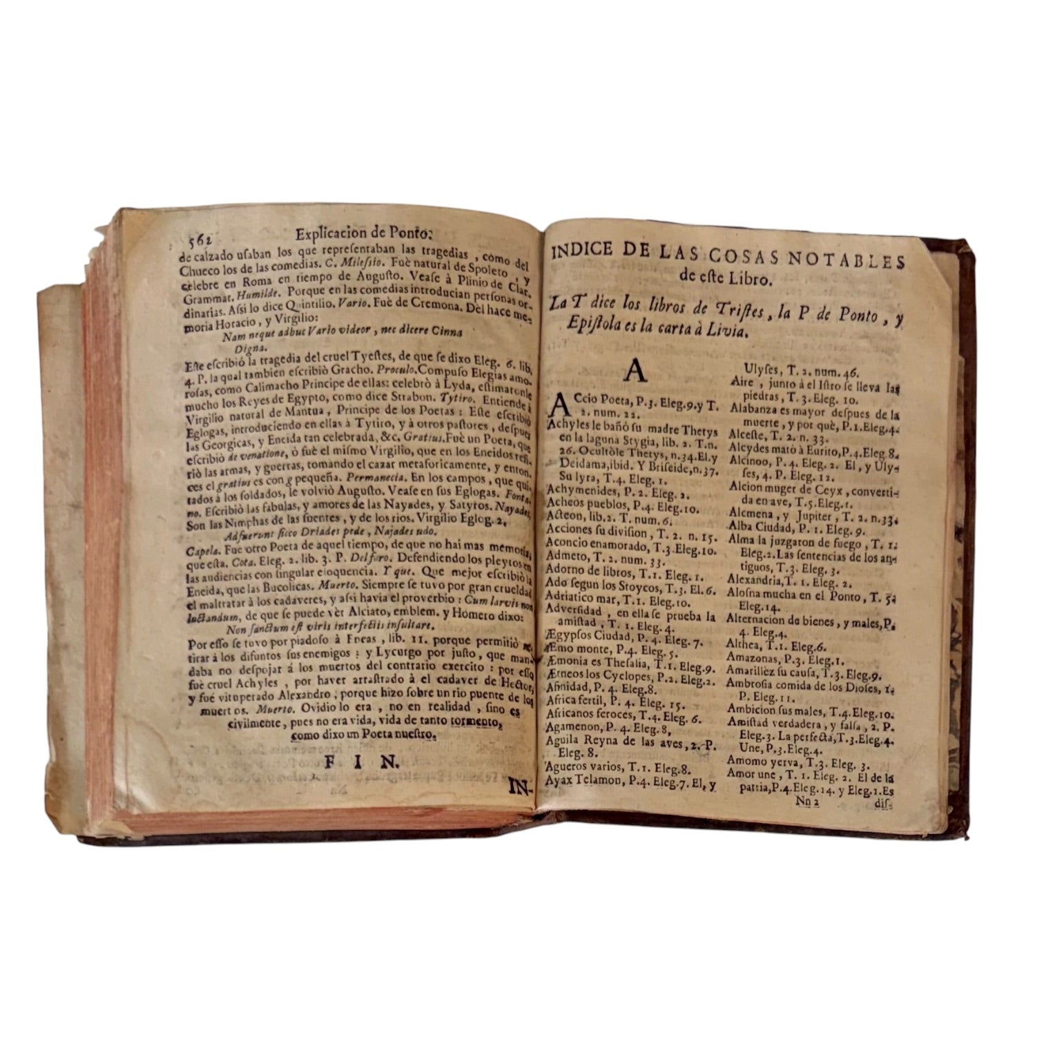 Libro Comento de P. Ovidio Nasón a los libros de Tristes y Ponto de 1733