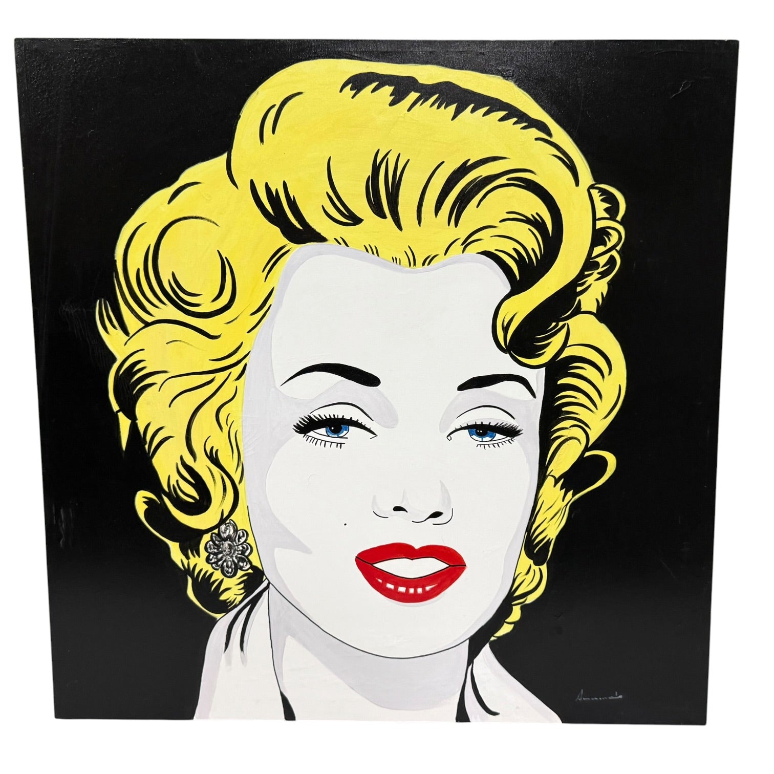 Pareja de pinturas Art Pop de Marilyn Monroe y Audrey Hepburn firmados por Amanache