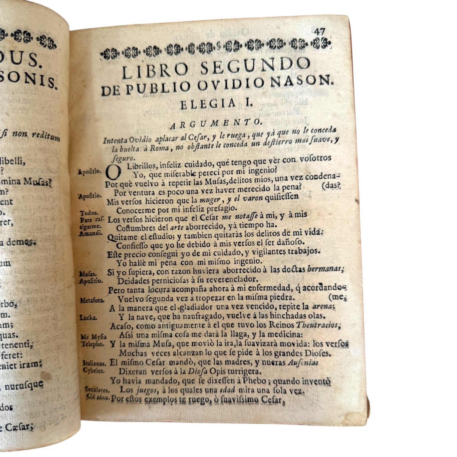 Libro Comento de P. Ovidio Nasón a los libros de Tristes y Ponto de 1733