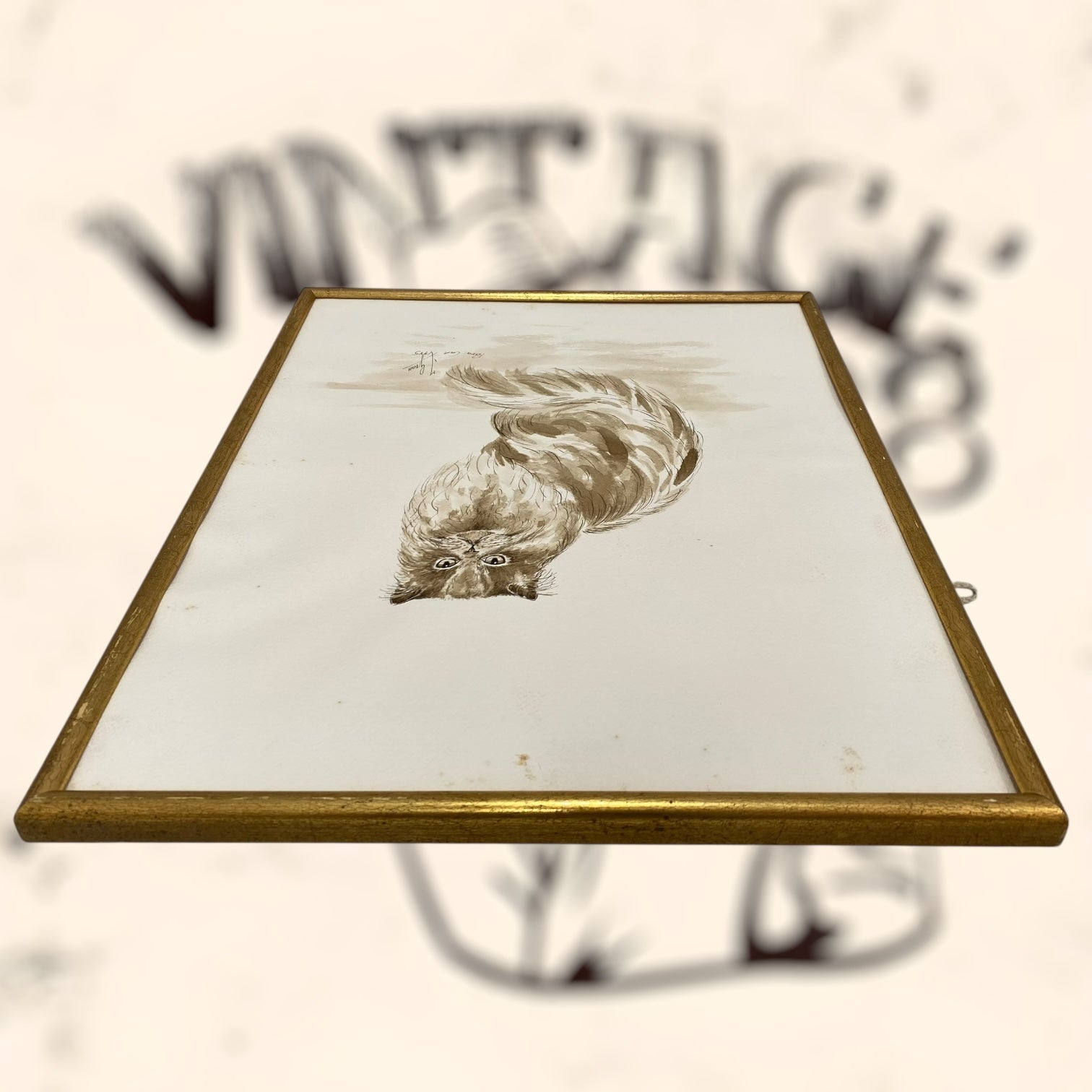 Acuarela de Joan Grau i Mas firmada y dedicada