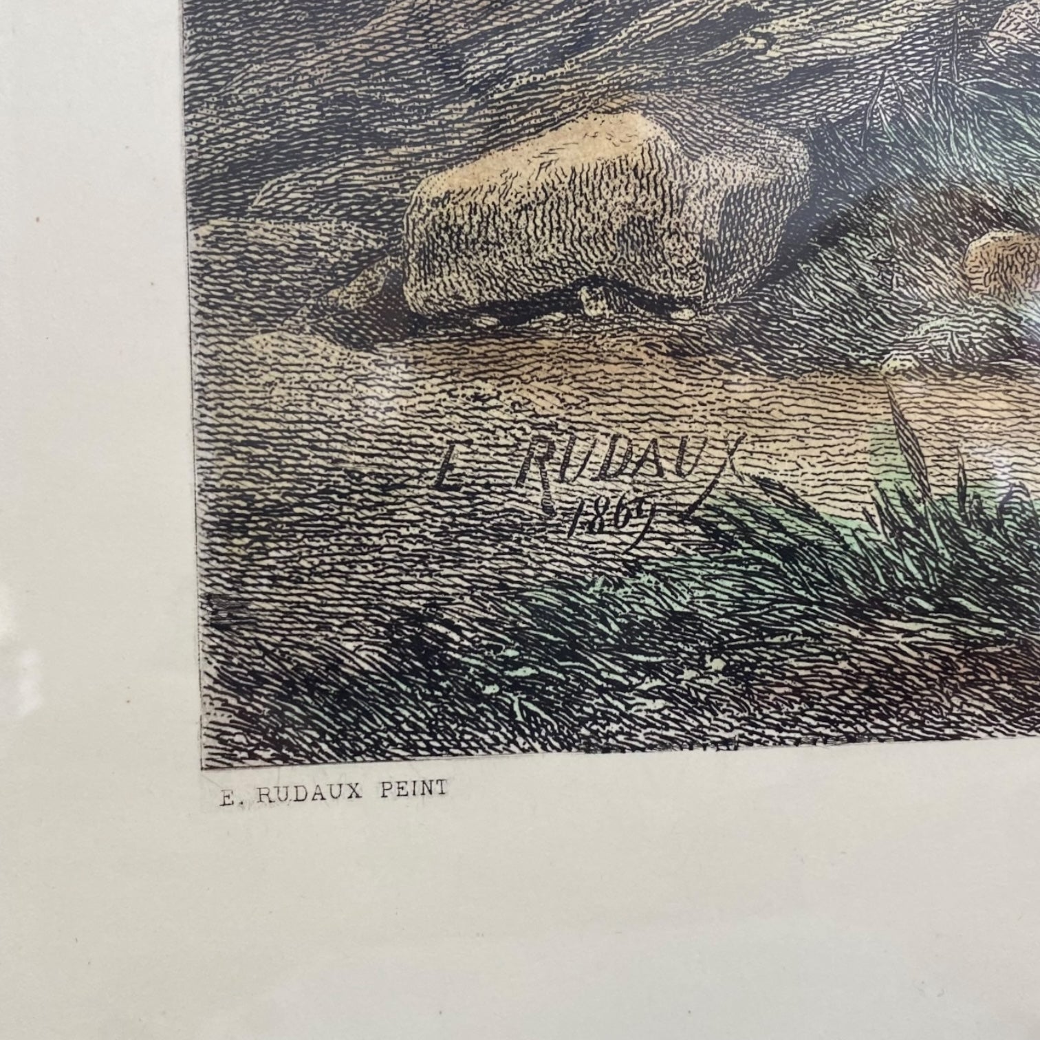 Grabado de la obra La Pêche de Edmond Rudaux